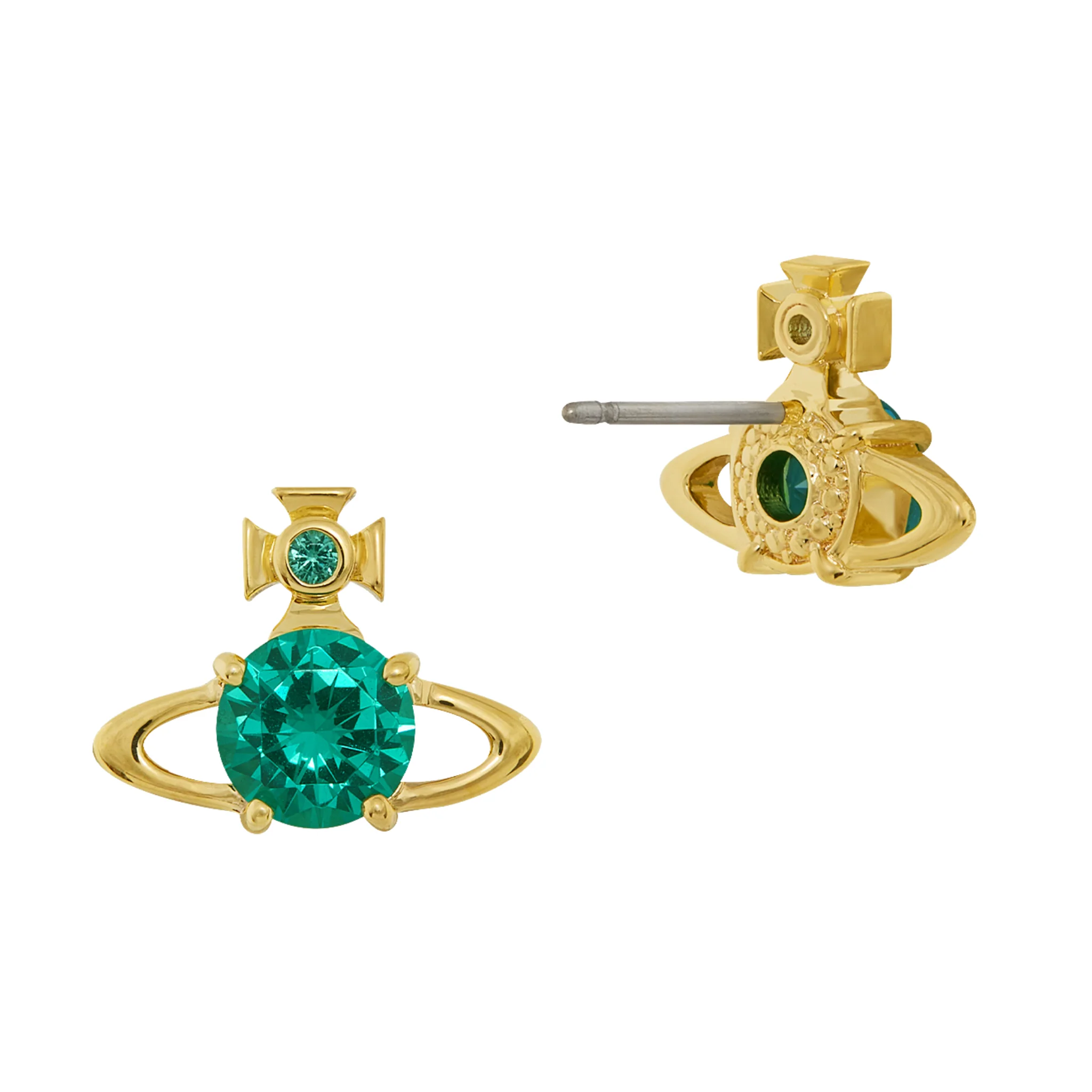 Vivienne Westwood Gold/Turquoise CZ Reina Earrings - Image 2