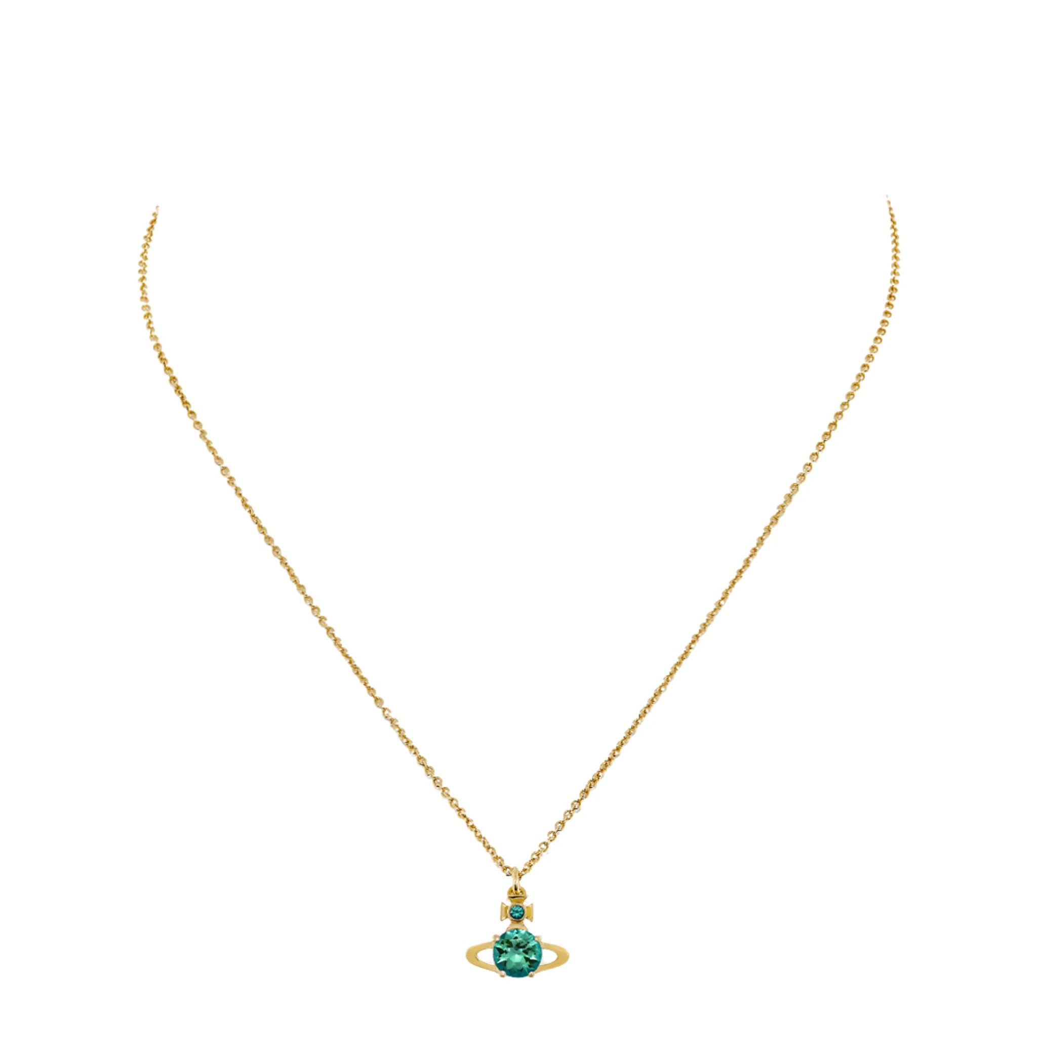 Vivienne Westwood Gold/Turquoise CZ Reina Pendant Necklace - Image 2