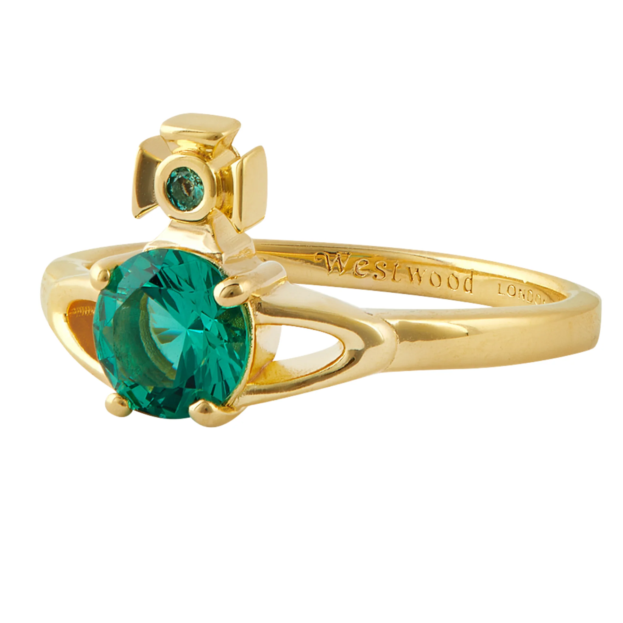 Vivienne Westwood Gold/Turquoise CZ Reina Petite Ring - Image 2