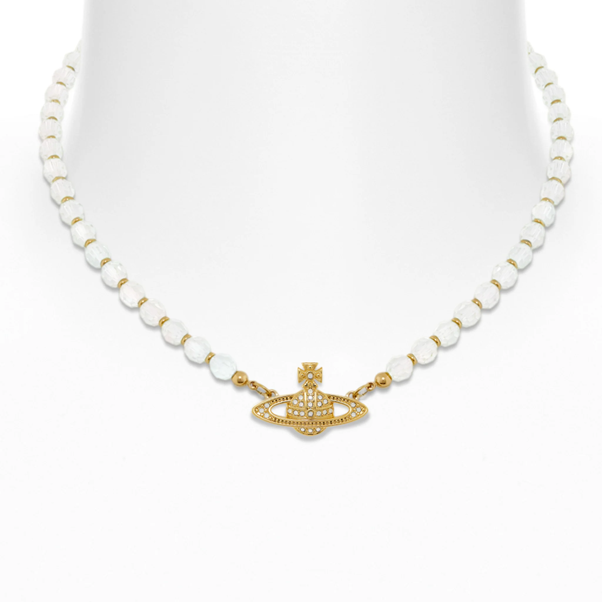 Vivienne Westwood Gold/White Opal Crystal Messaline Choker - Image 2