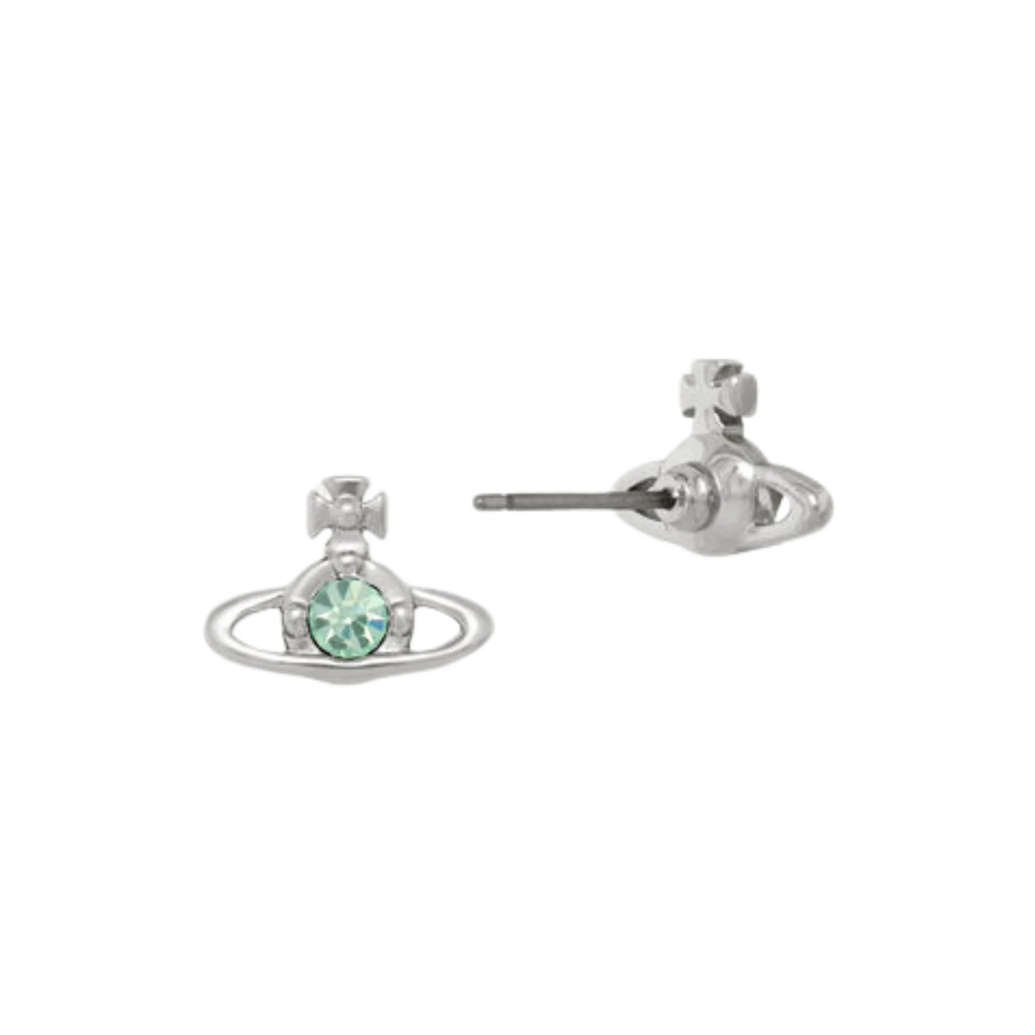 Vivienne Westwood Platinum/Chrysolite Nano Solitaire Earrings - Image 2