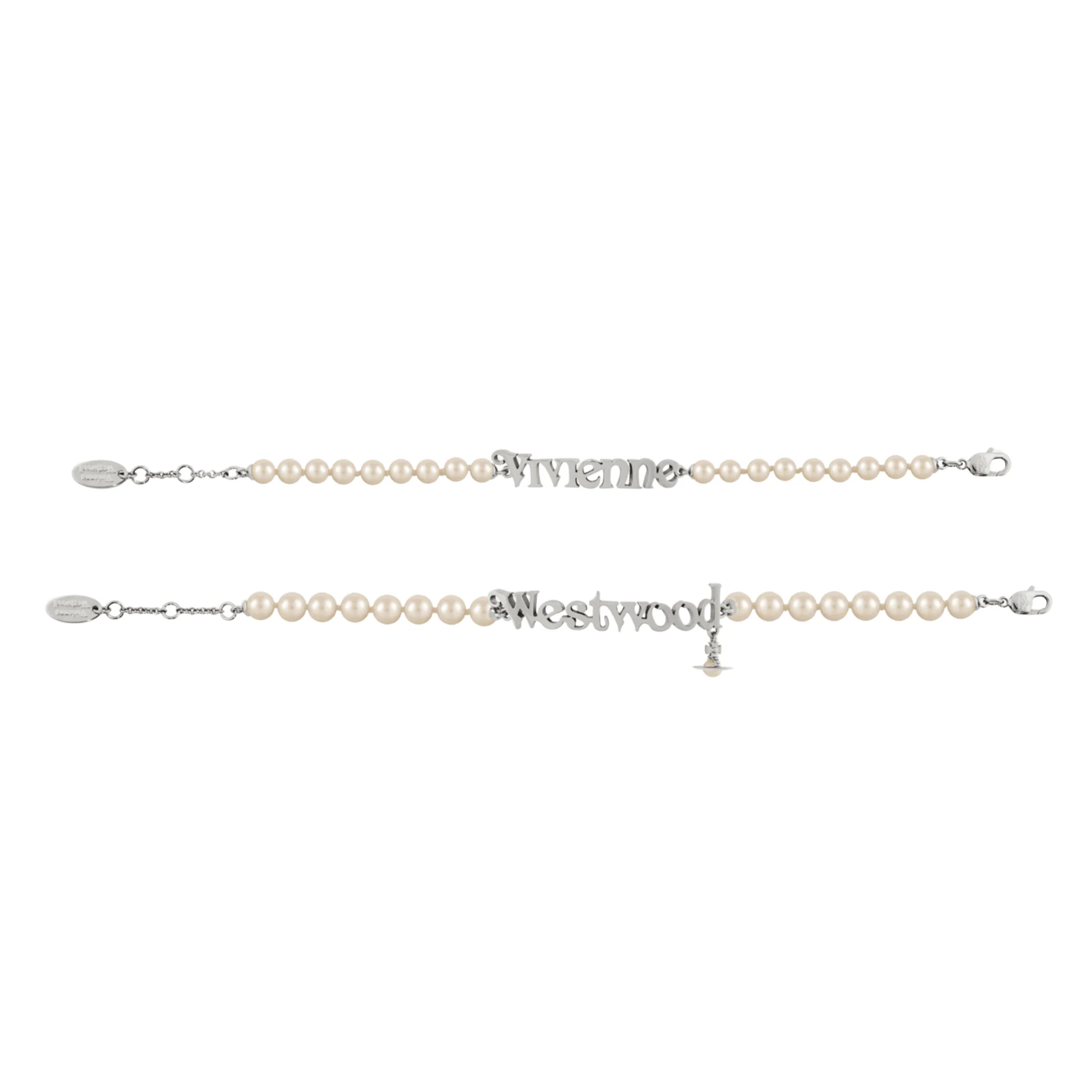 Vivienne Westwood Platinum/Cream Amelia Pearl Double Bracelet - Image 2