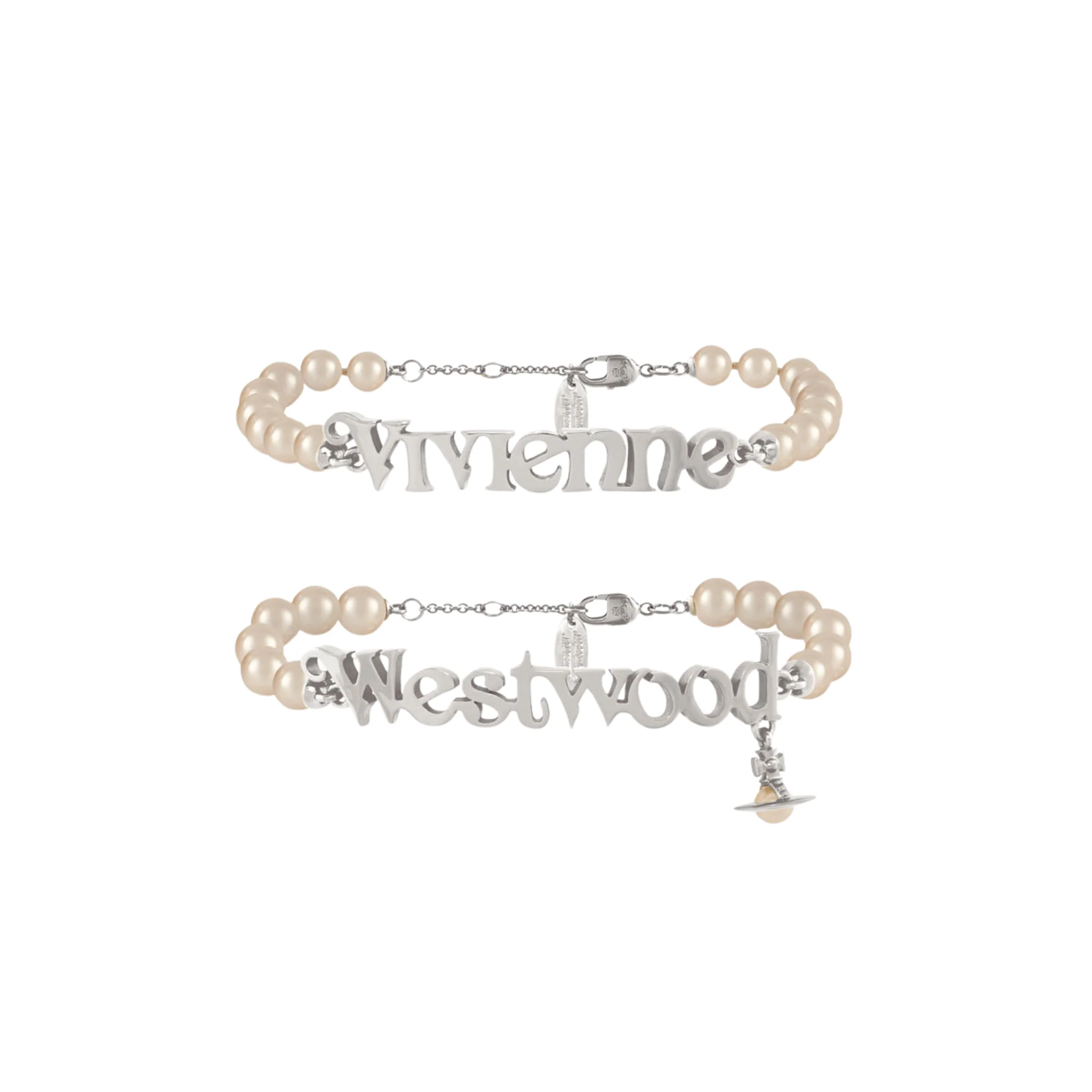 Vivienne Westwood Platinum/Cream Amelia Pearl Double Bracelet - Image 3