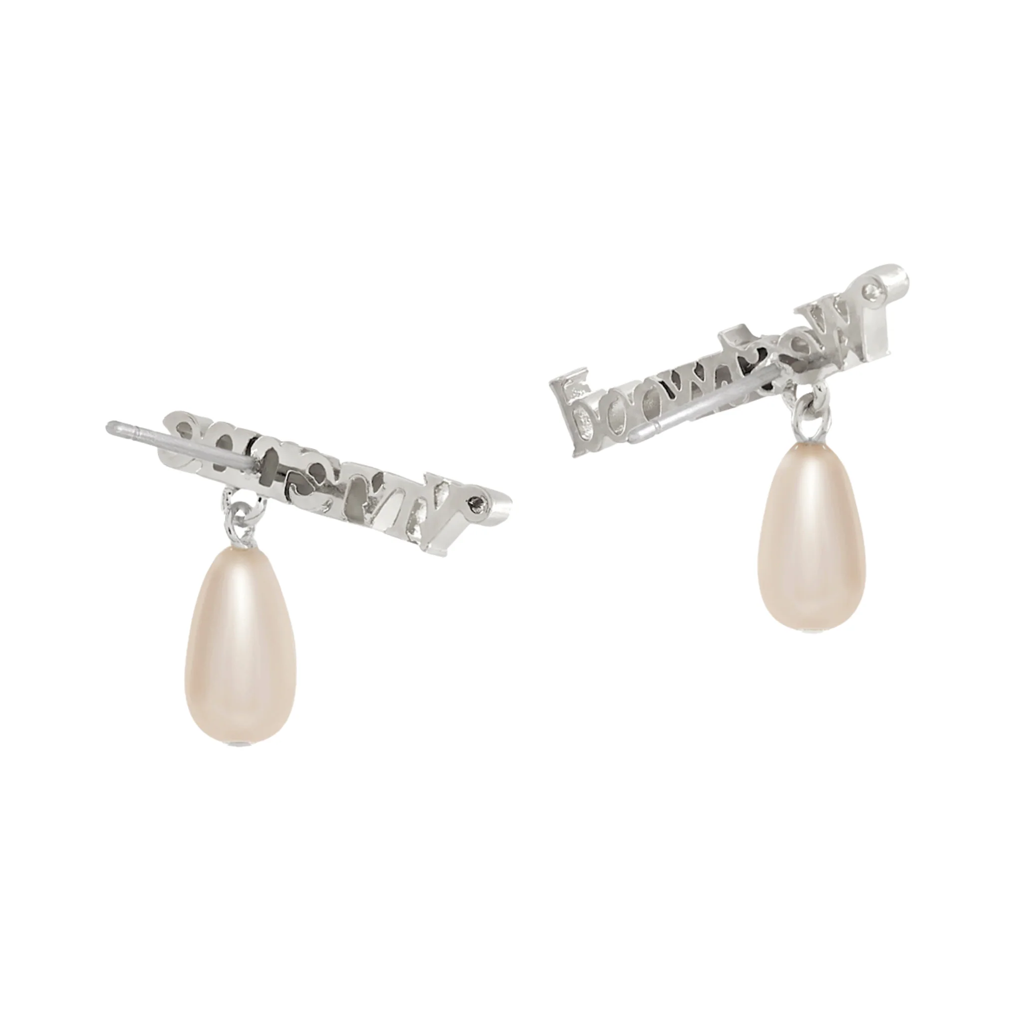 Vivienne Westwood Platinum/Cream Amelia Pearl Drop Earrings - Image 2