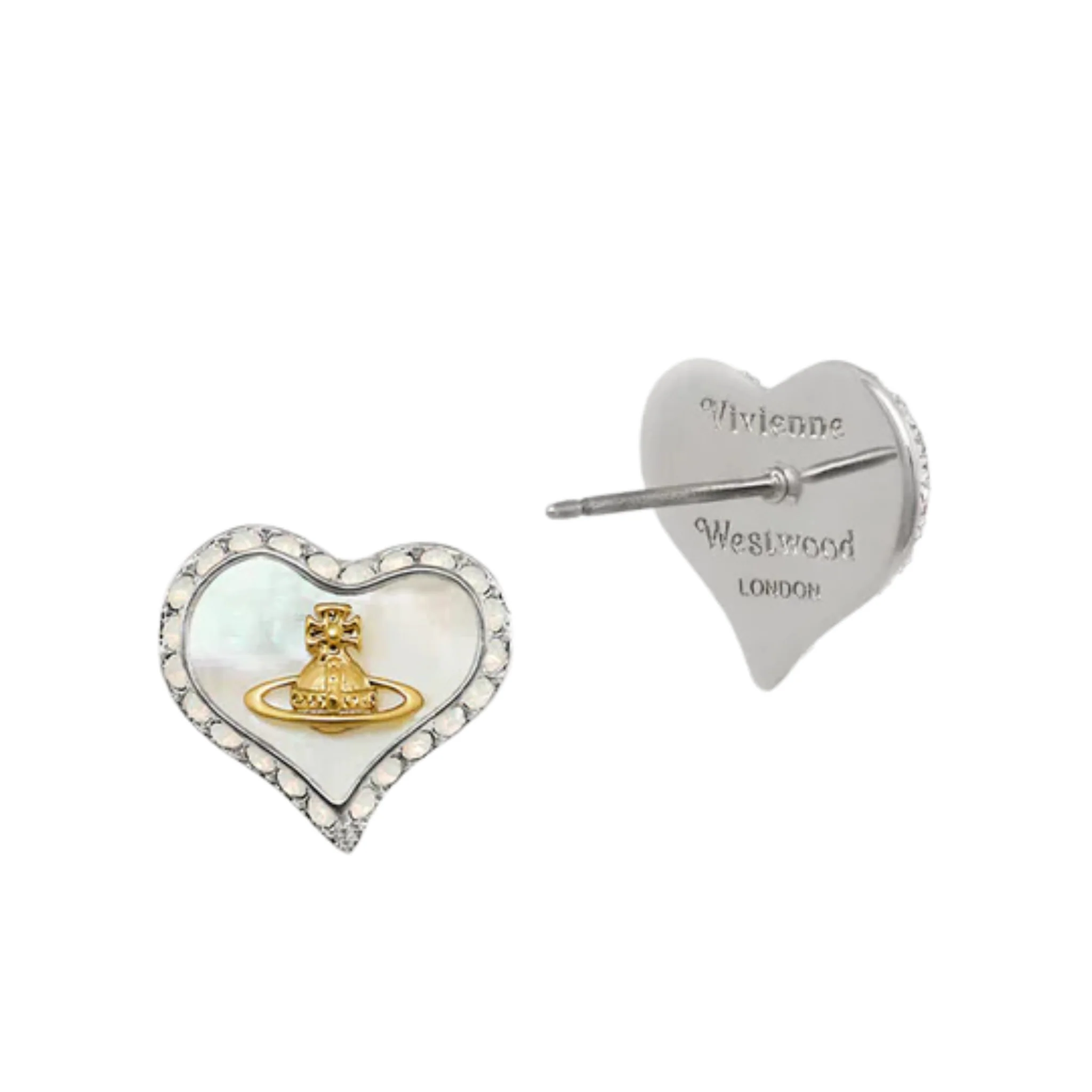 Vivienne Westwood Platinum/Gold/White MOP Petra Earrings - Image 2