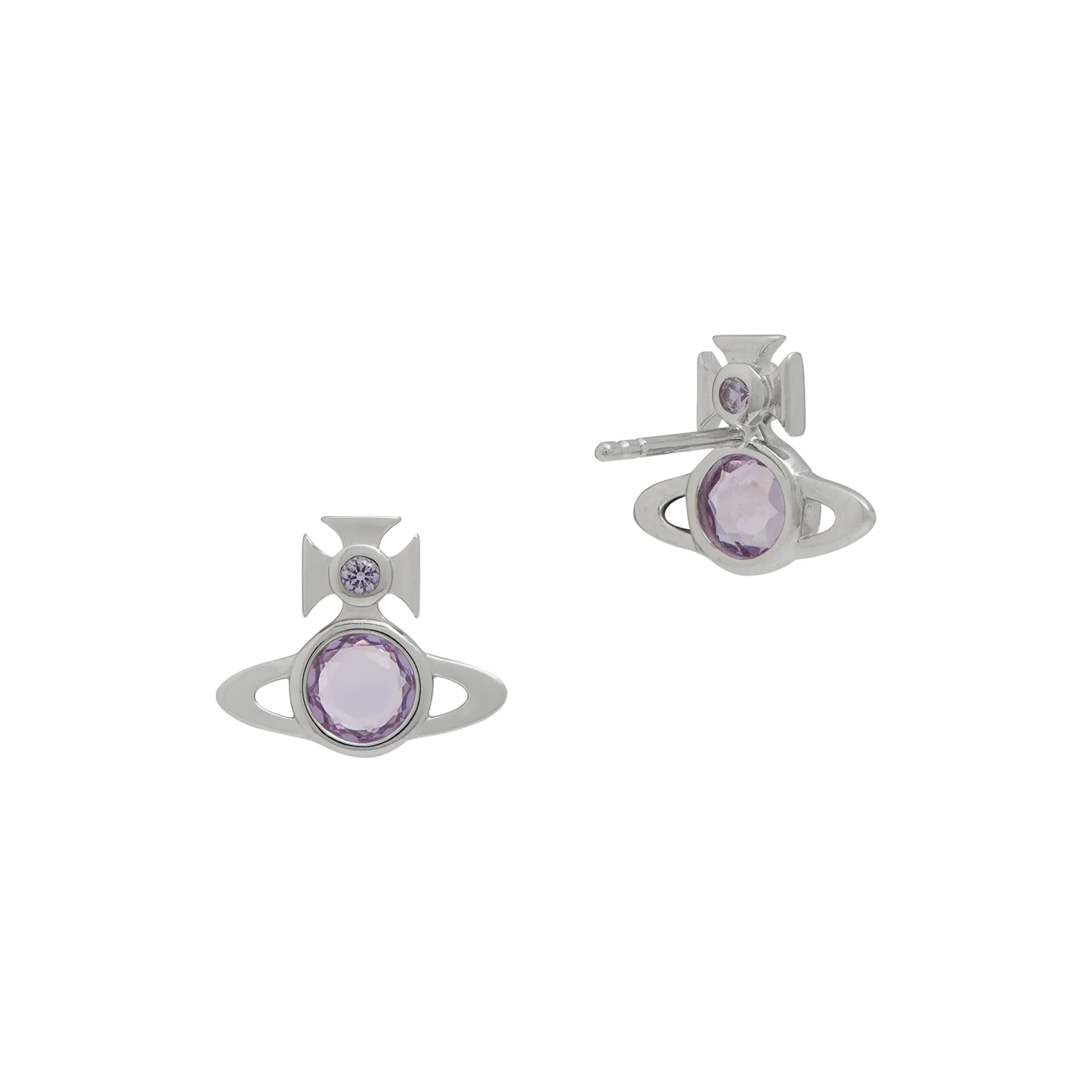 Vivienne Westwood Platinum/Lavender CZ Heather Stud Earrings - Image 2