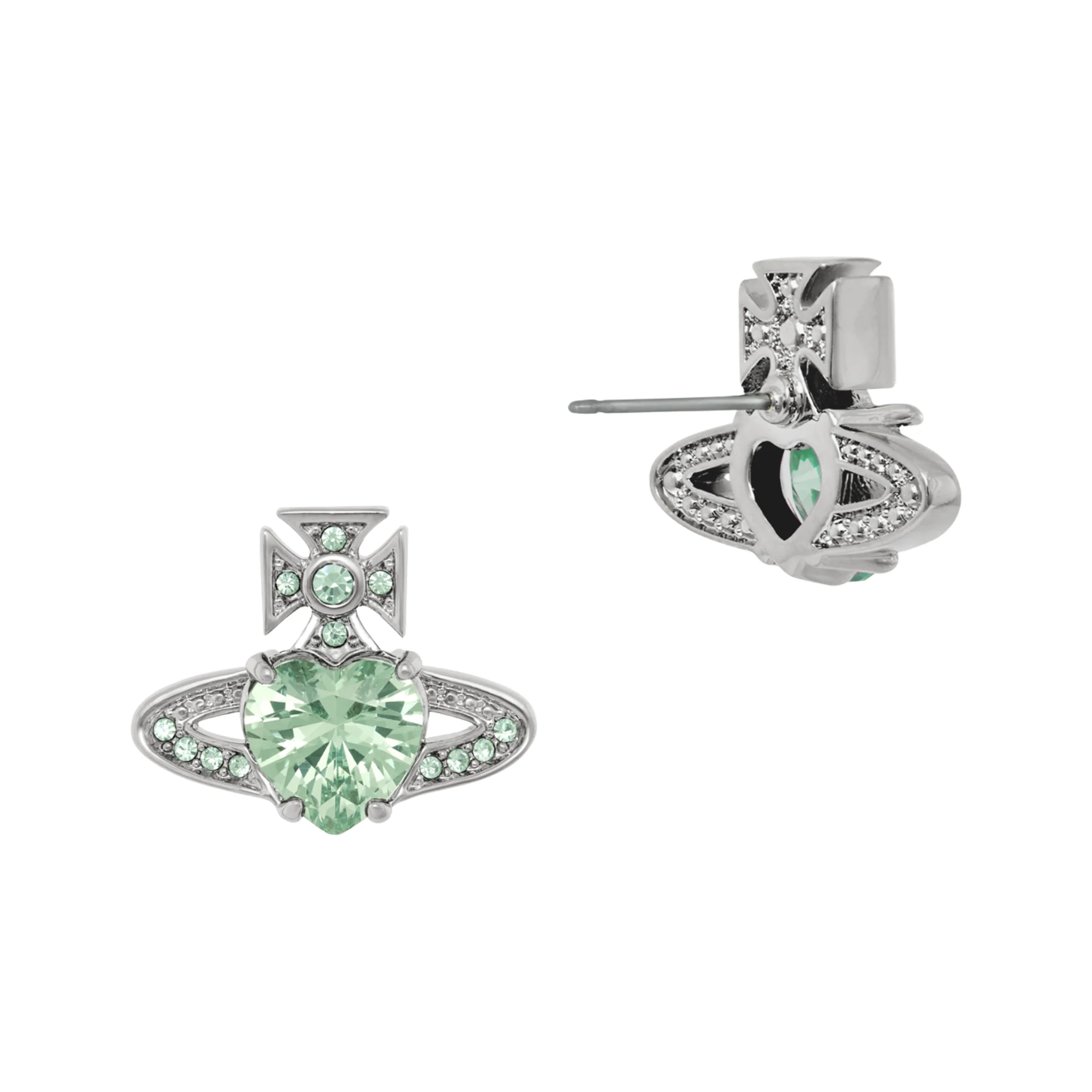 Vivienne Westwood Platinum/Light Green Ariella Earrings - Image 2