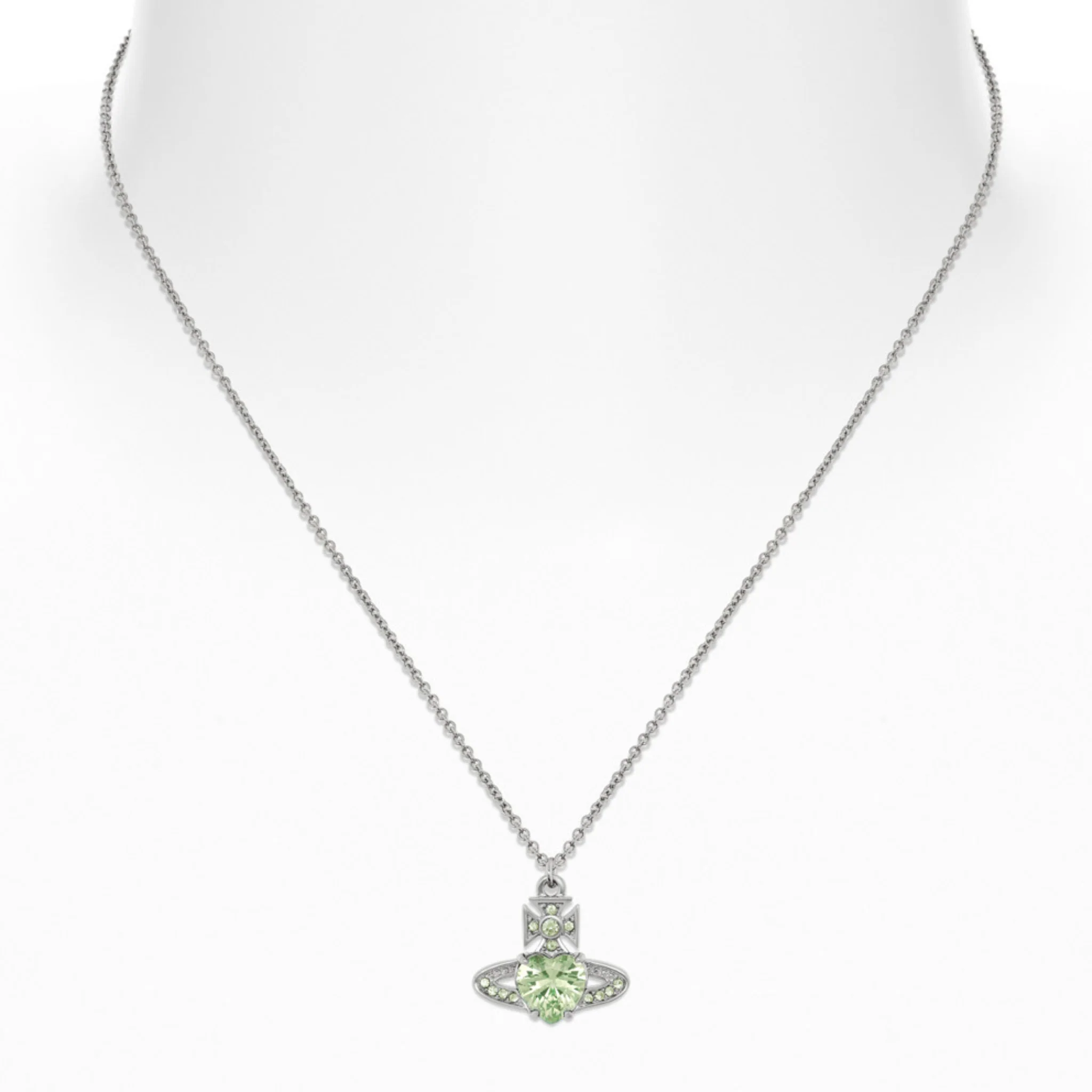 Vivienne Westwood Platinum/Light Green Ariella Pendant Necklace - Image 2