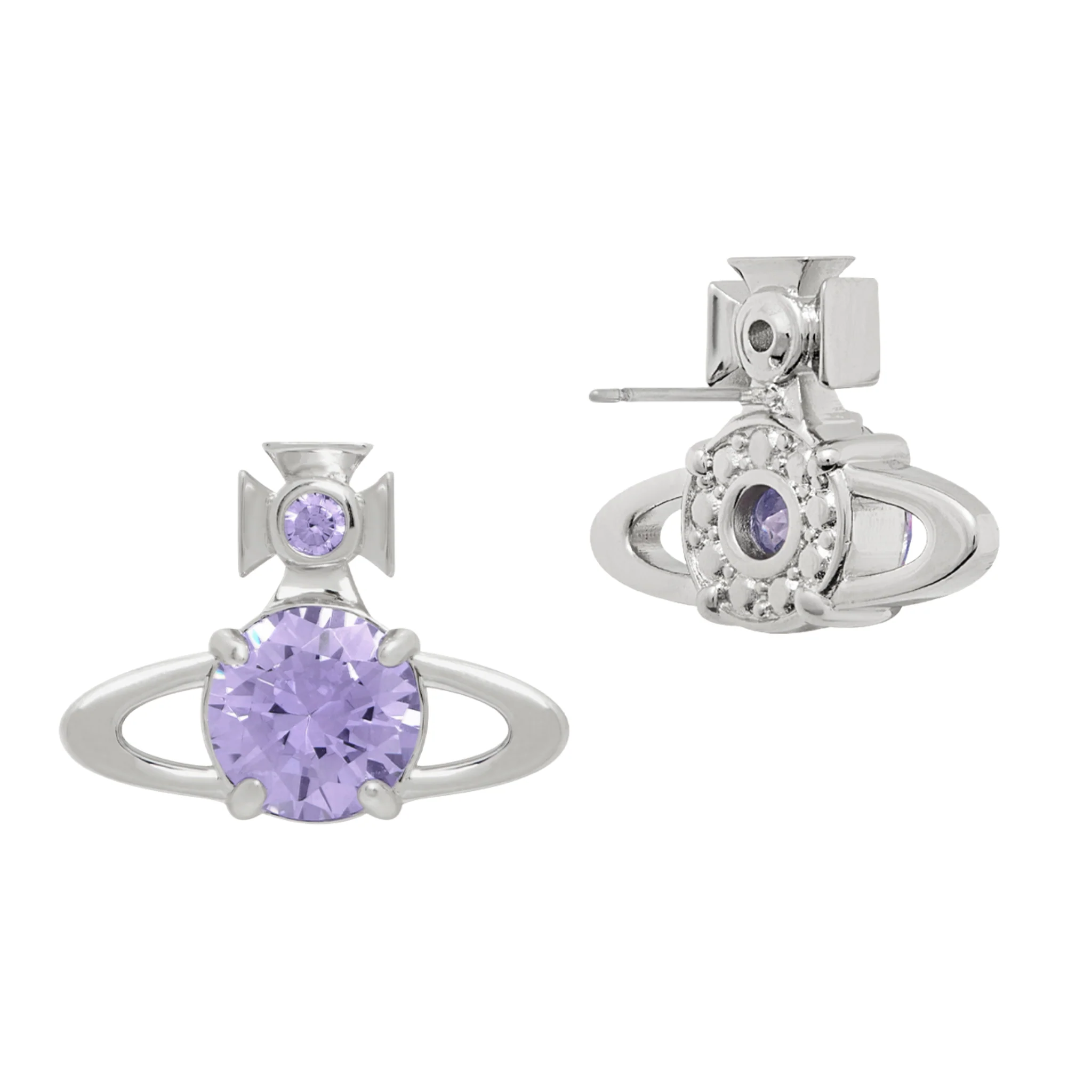Vivienne Westwood Platinum/Light Lavender CZ Reina Large Earrings - Image 2