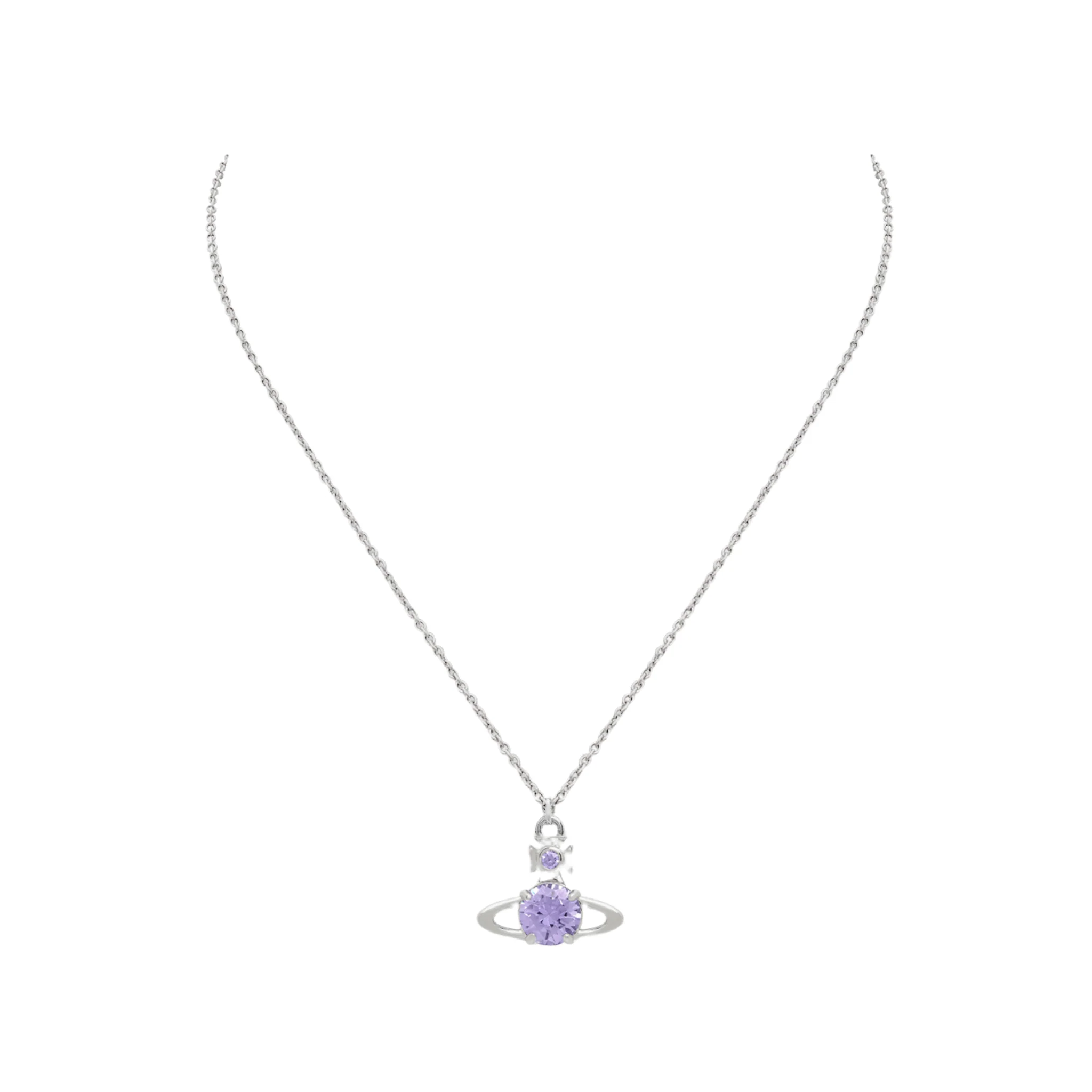 Vivienne Westwood Platinum/Light Lavender CZ Reina Large Pendant Necklace - Image 2