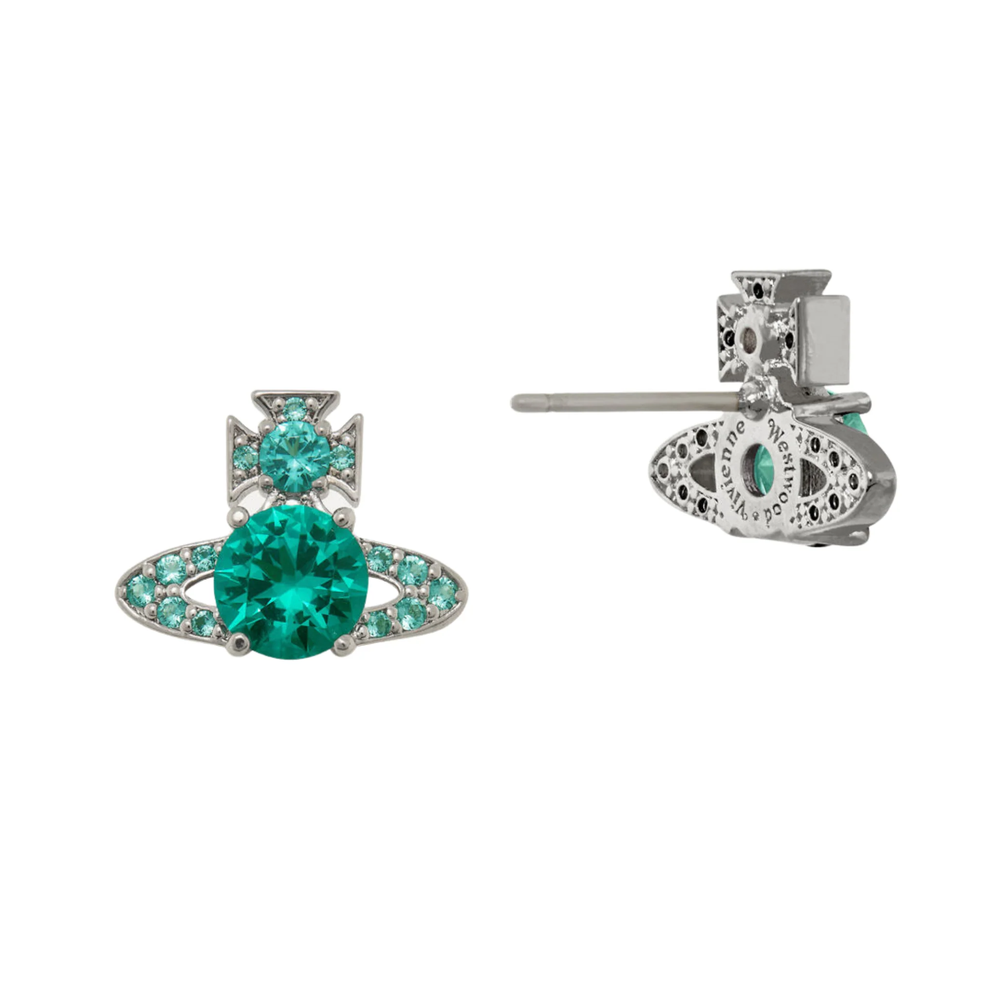 Vivienne Westwood Platinum/Turquoise Ismene Earrings - Image 2