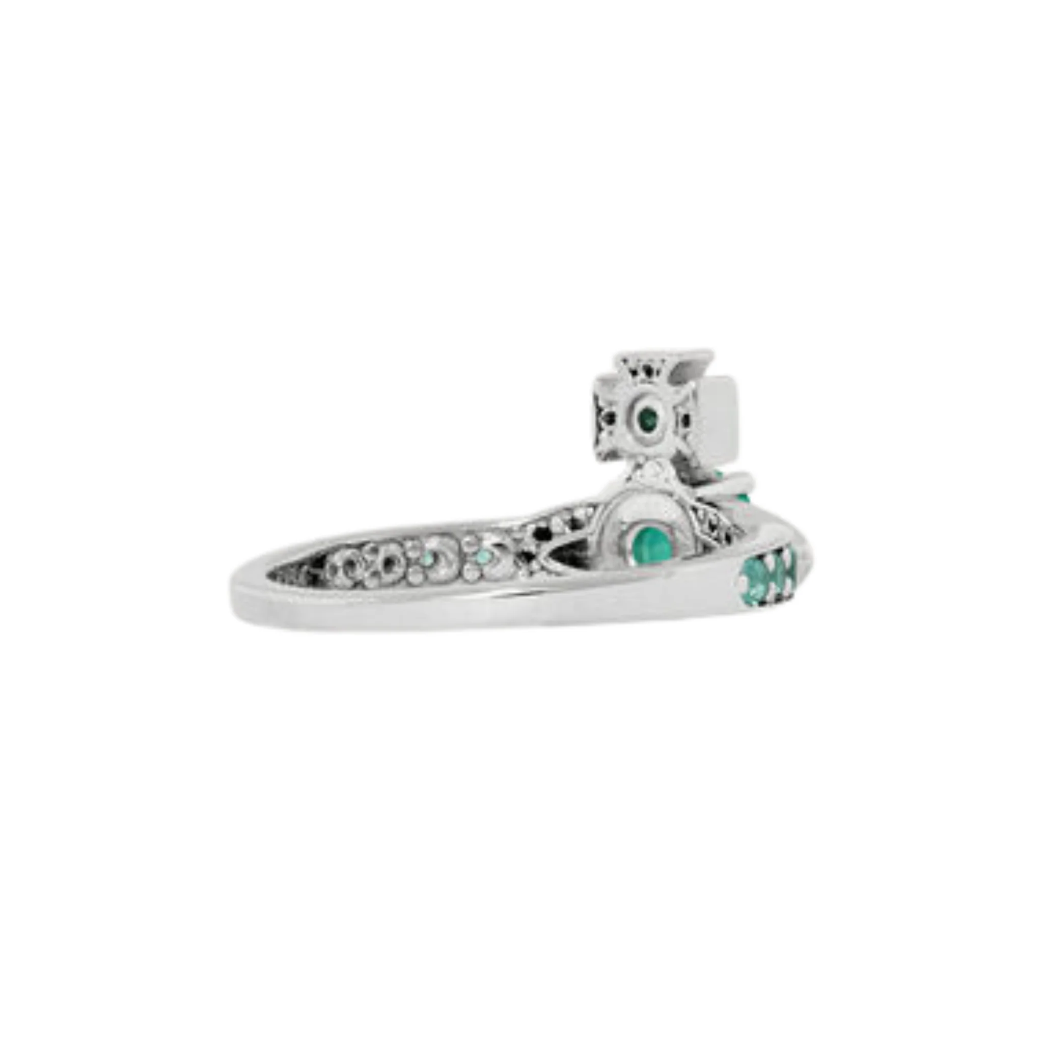 Vivienne Westwood Platinum/Turquoise Ismene Ring - Image 3