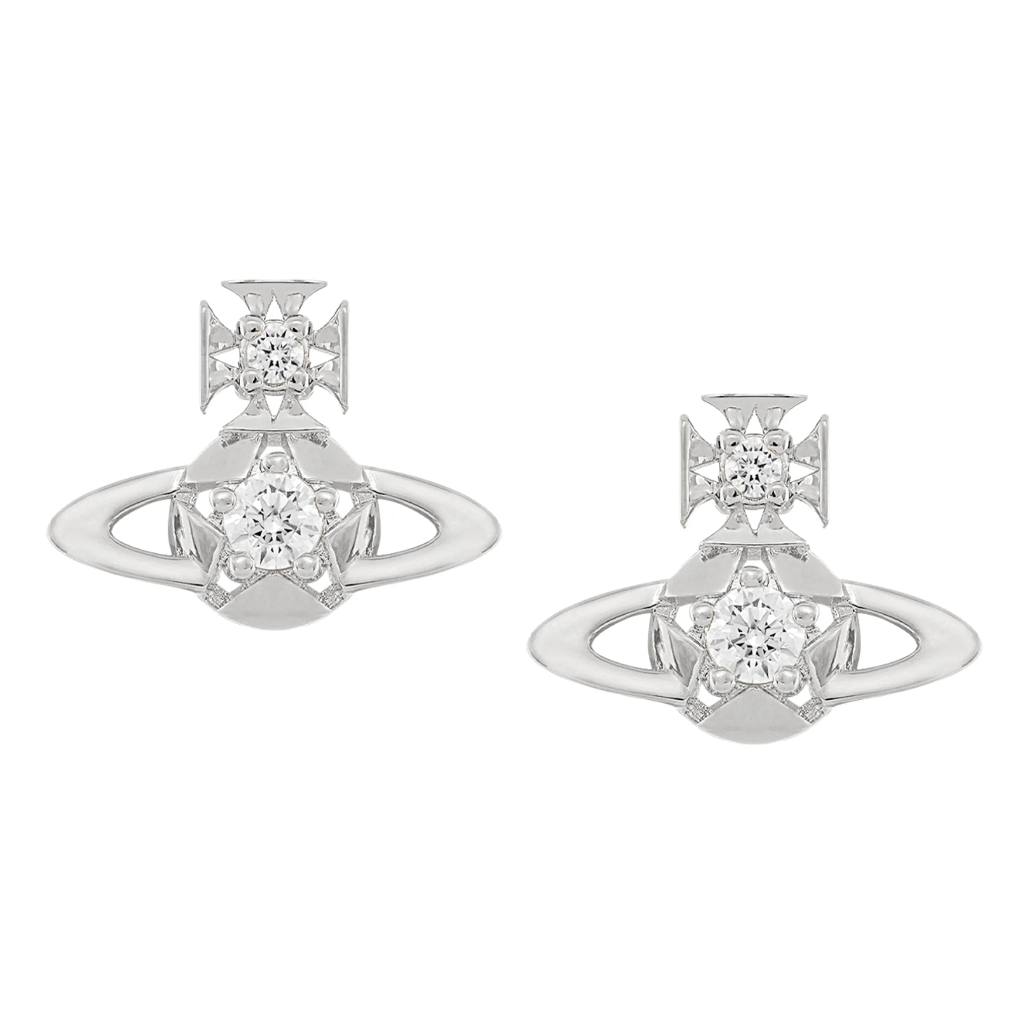 Vivienne Westwood Platinum/White CZ Lee Orb Earrings - Image 2