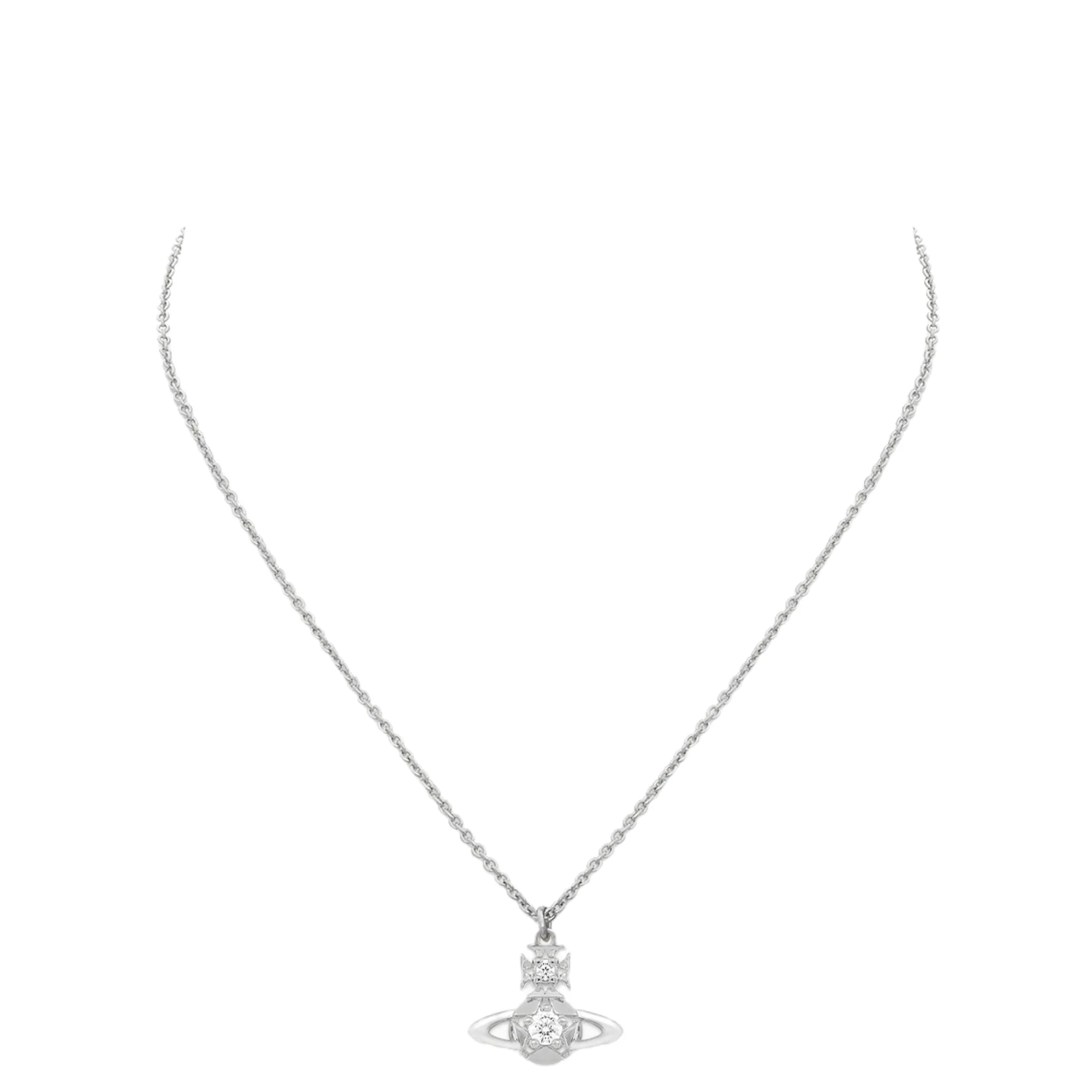 Vivienne Westwood Platinum/White CZ Lee Orb Pendant Necklace - Image 2