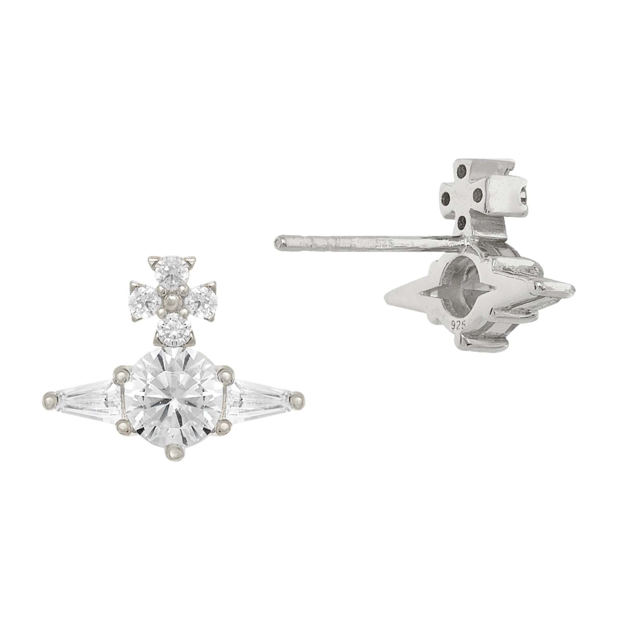 Vivienne Westwood Platinum/White CZ Ofelia Earrings - Image 2