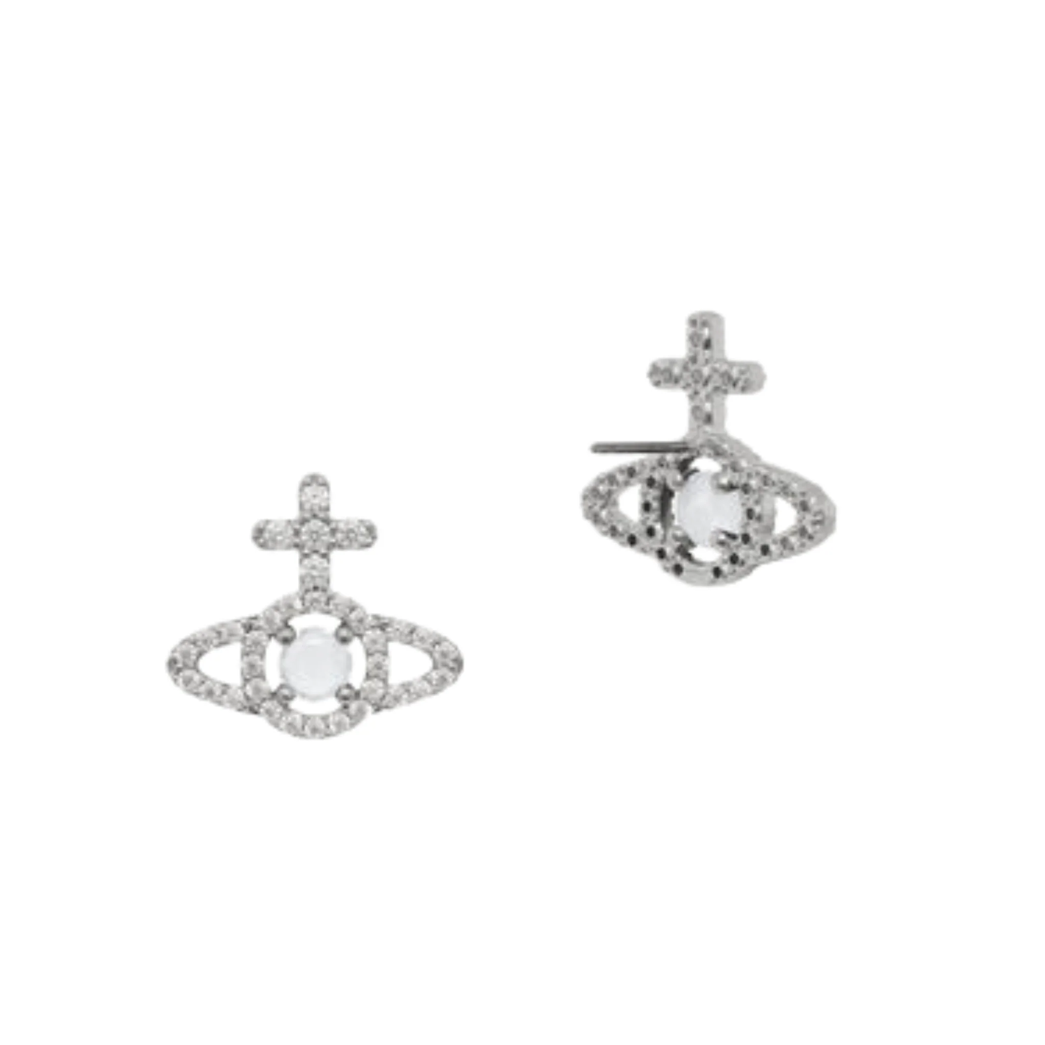 Vivienne Westwood Platinum/White CZ Olympia Earrings - Image 2