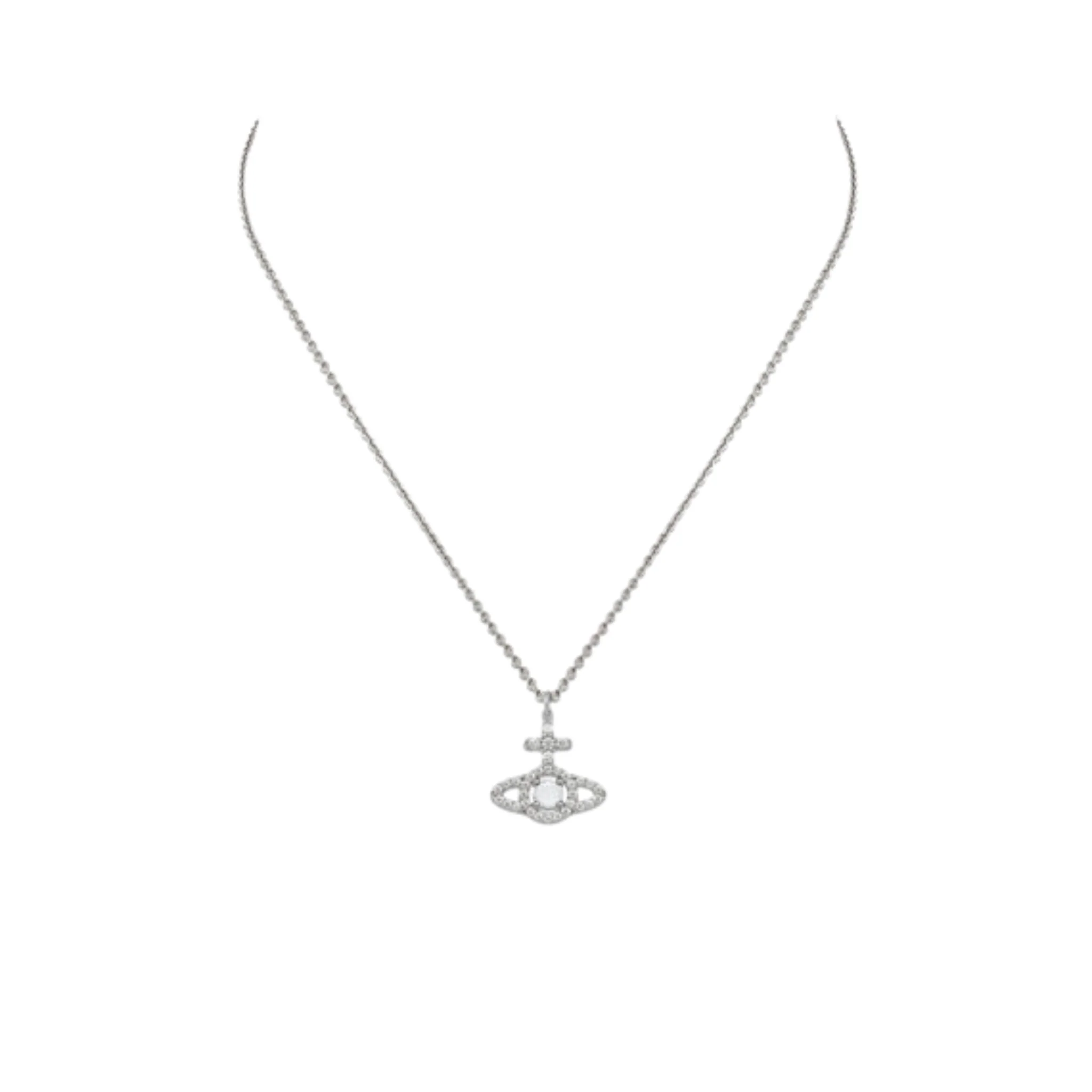Vivienne Westwood Platinum/White CZ Olympia Pendant Necklace - Image 2