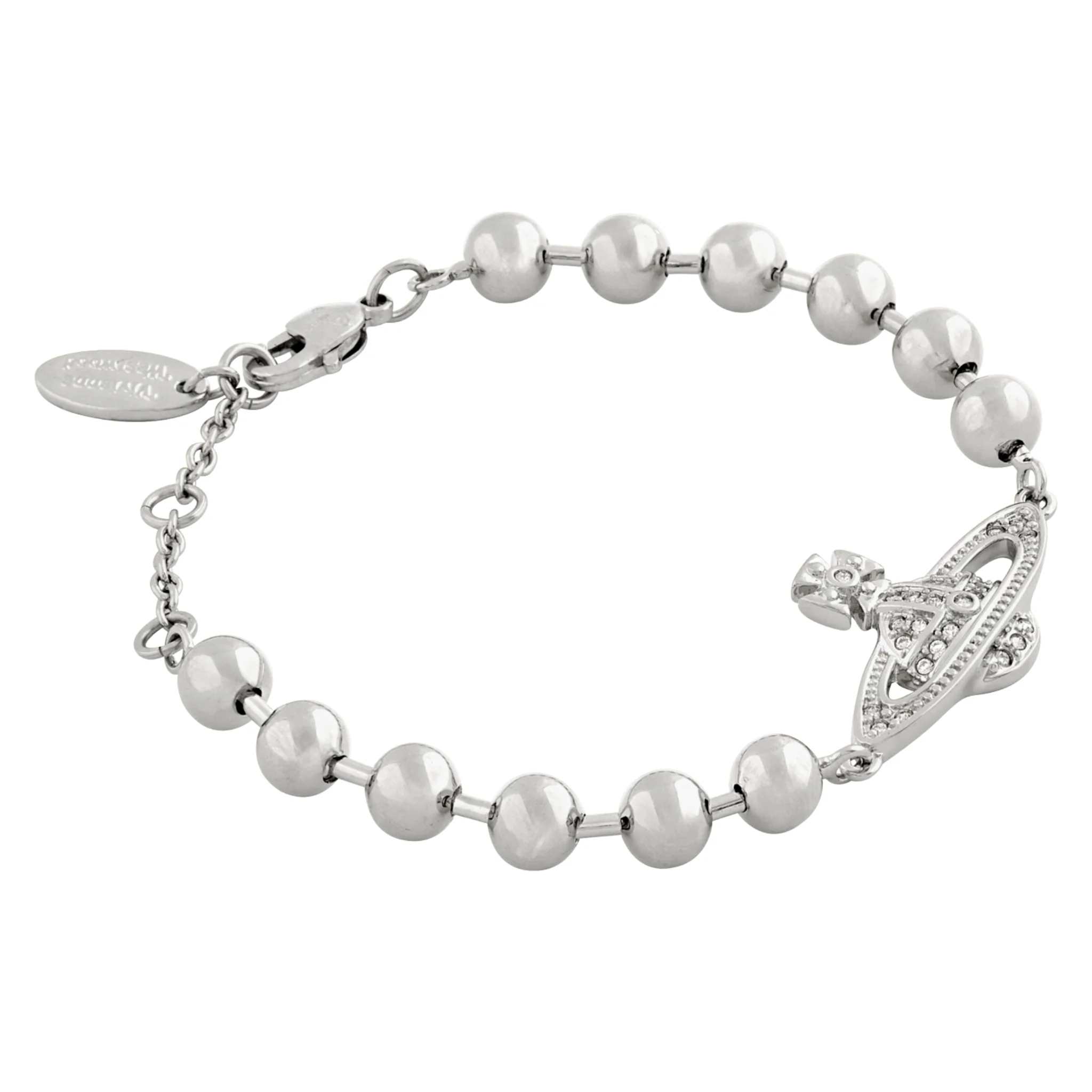 Vivienne Westwood Platinum/White CZ Thames Mini Bas Relief Bracelet - Image 2