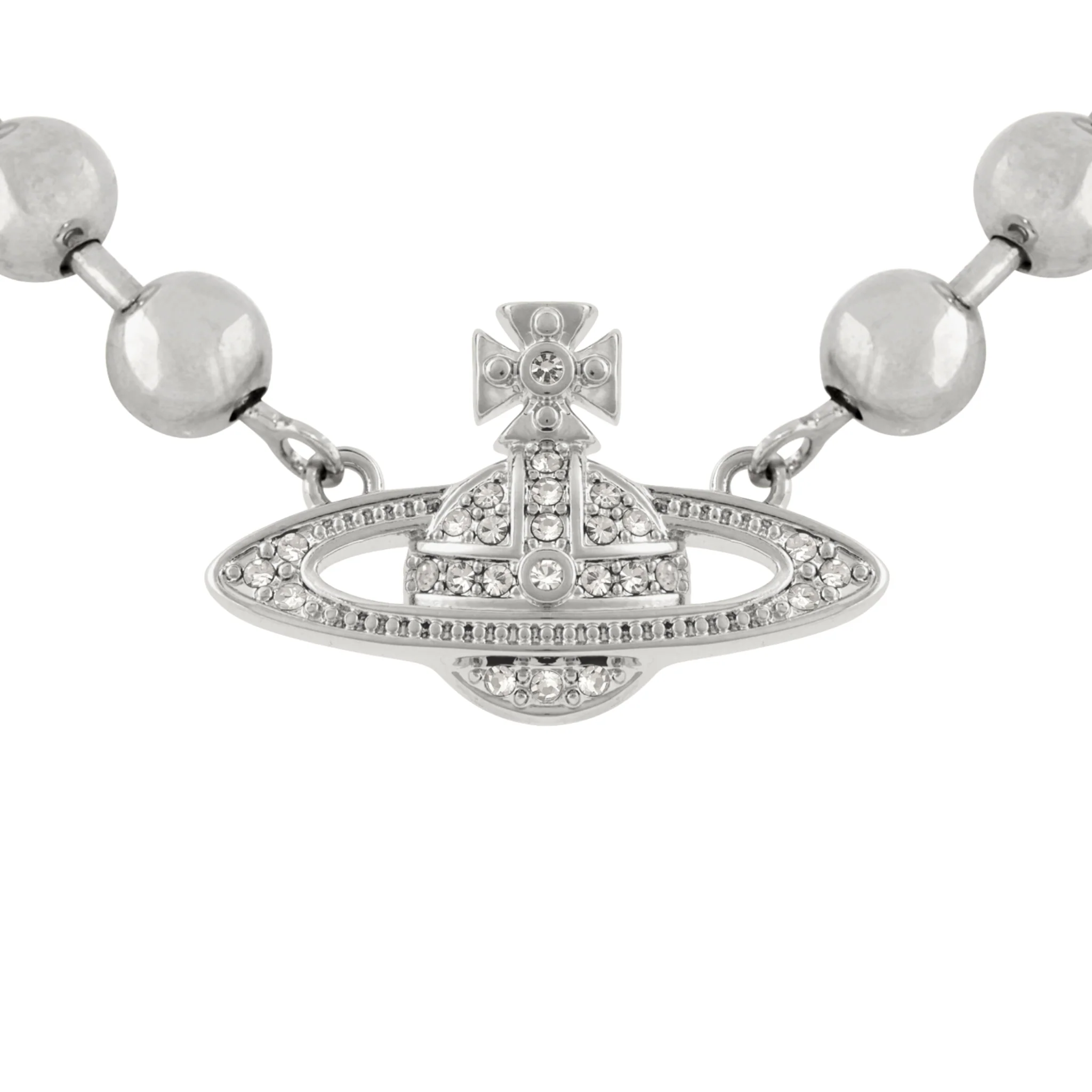Vivienne Westwood Platinum/White CZ Thames Mini Bas Relief Choker - Image 2