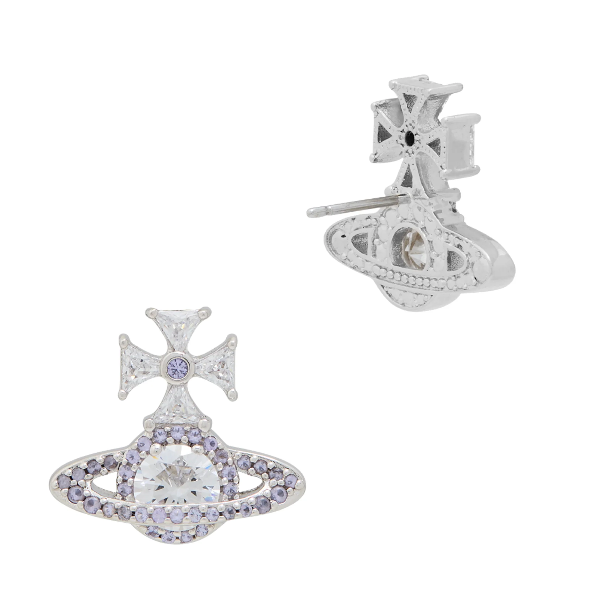 Vivienne Westwood Platinum/White/Lavender Mila Earrings - Image 2