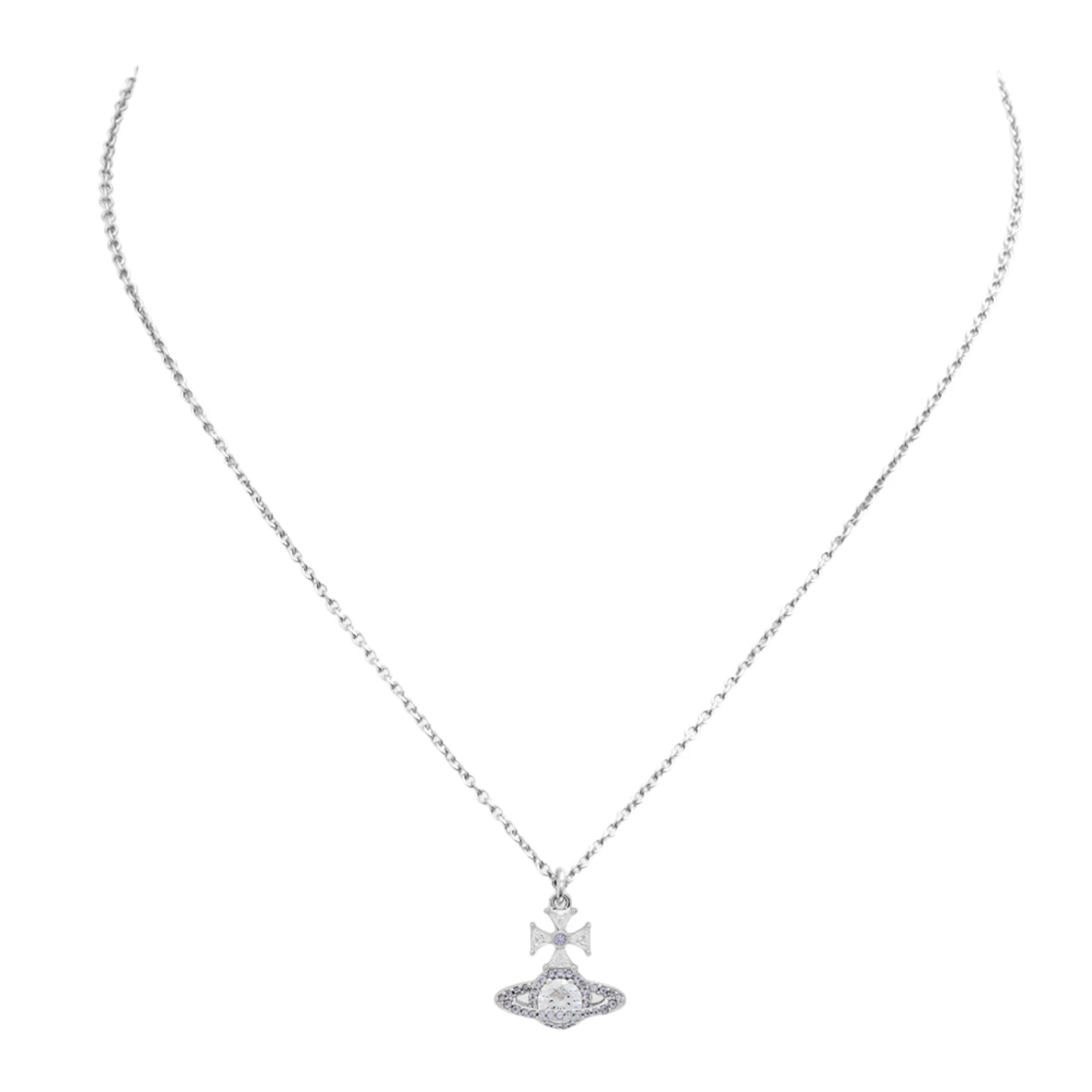 Vivienne Westwood Platinum/White/Lavender Mila Pendant Necklace - Image 2