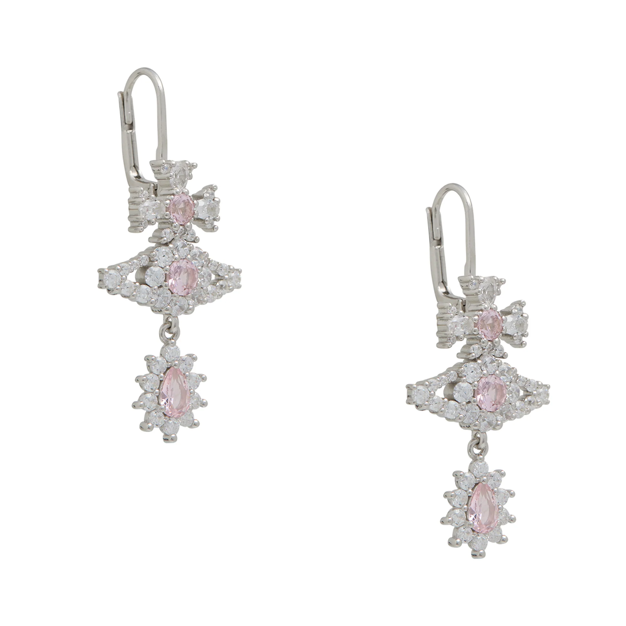 Vivienne Westwood Platinum/White/Pink CZ Masha Earrings - Image 2