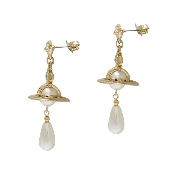 Vivienne Westwood Gold/Pearl Pearl Drop Earrings - Image 2