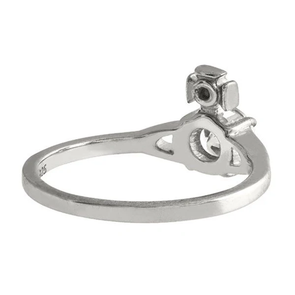 Vivienne Westwood Platinum/White Crystal Reina Petite Ring - Image 2