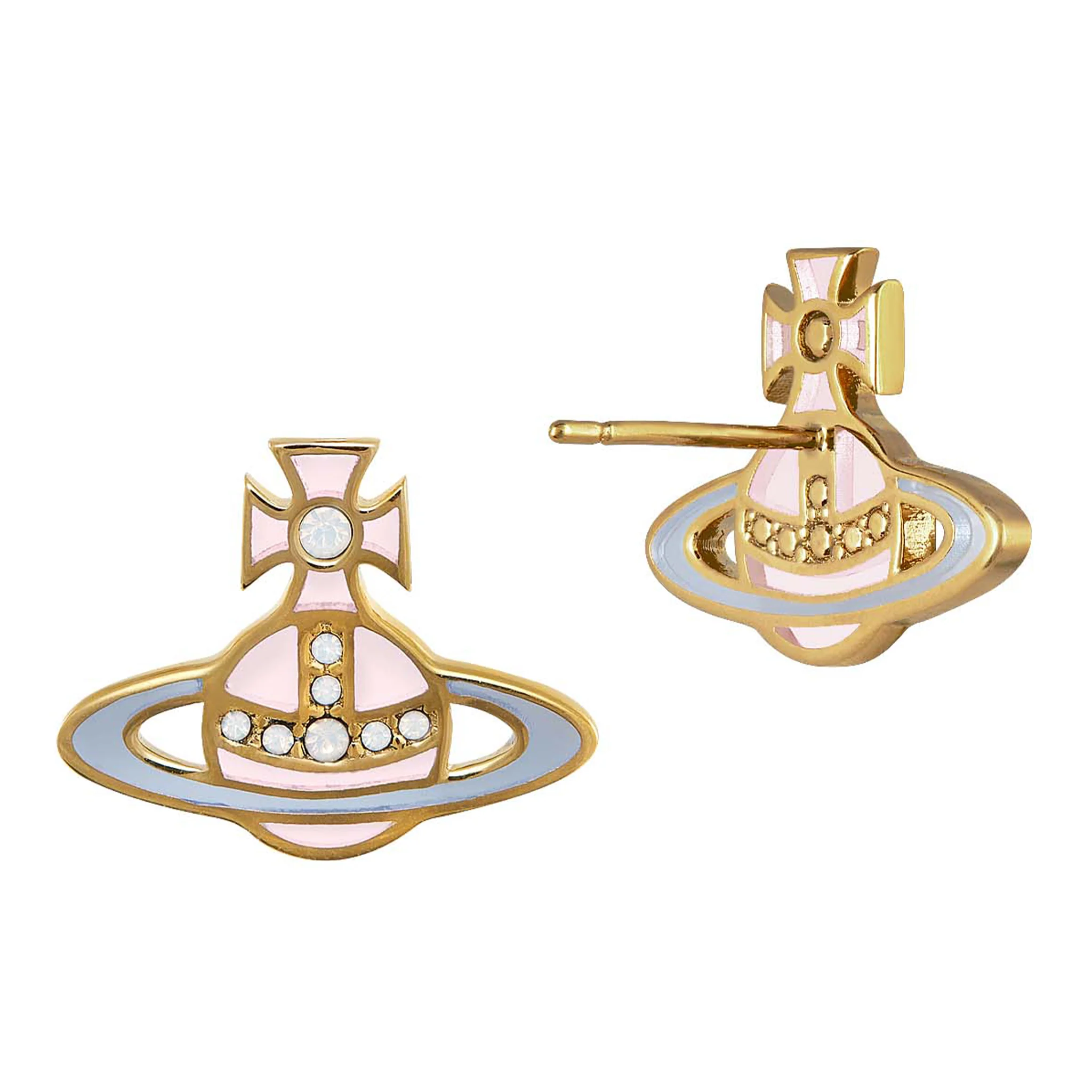 Womens	Vivienne Westwood Gold/Pink/Blue Concetta Bas Relief Earrings - Image 2