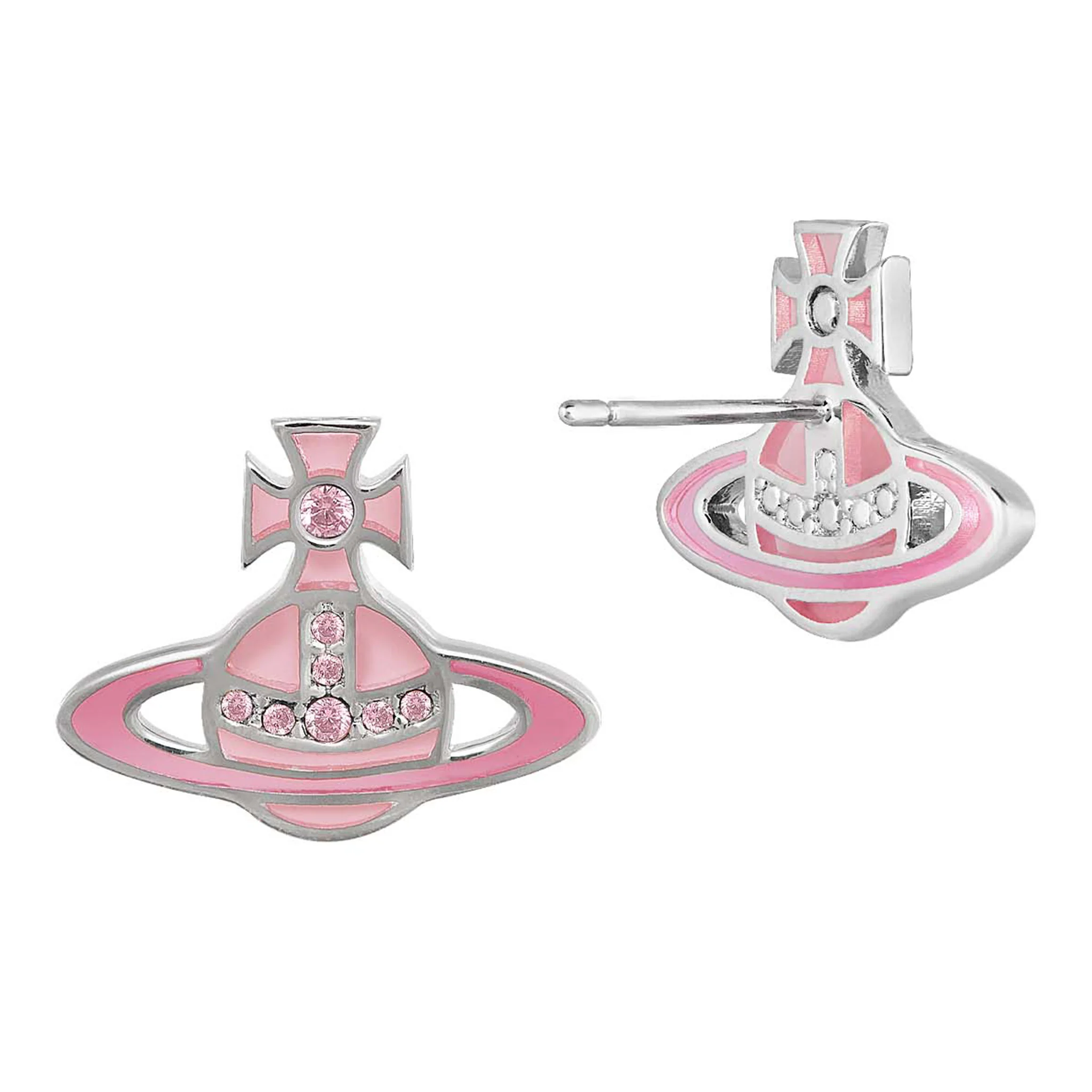 Womens Vivienne Westwood Platinum/Pink Rose Concetta Bas Relief Earrings - Image 2