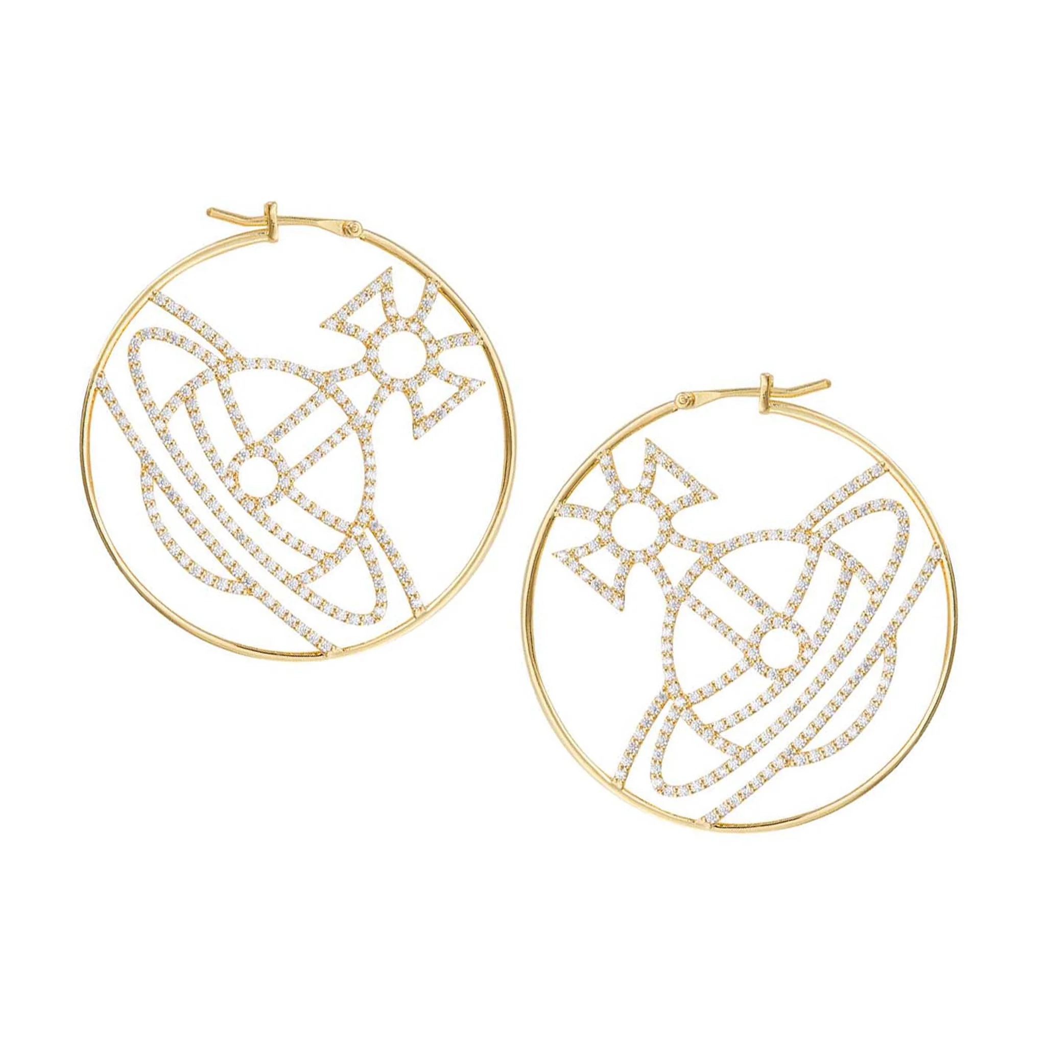 Womens Vivienne Westwood Gold/White Eloisa Hoop Earrings - Image 2