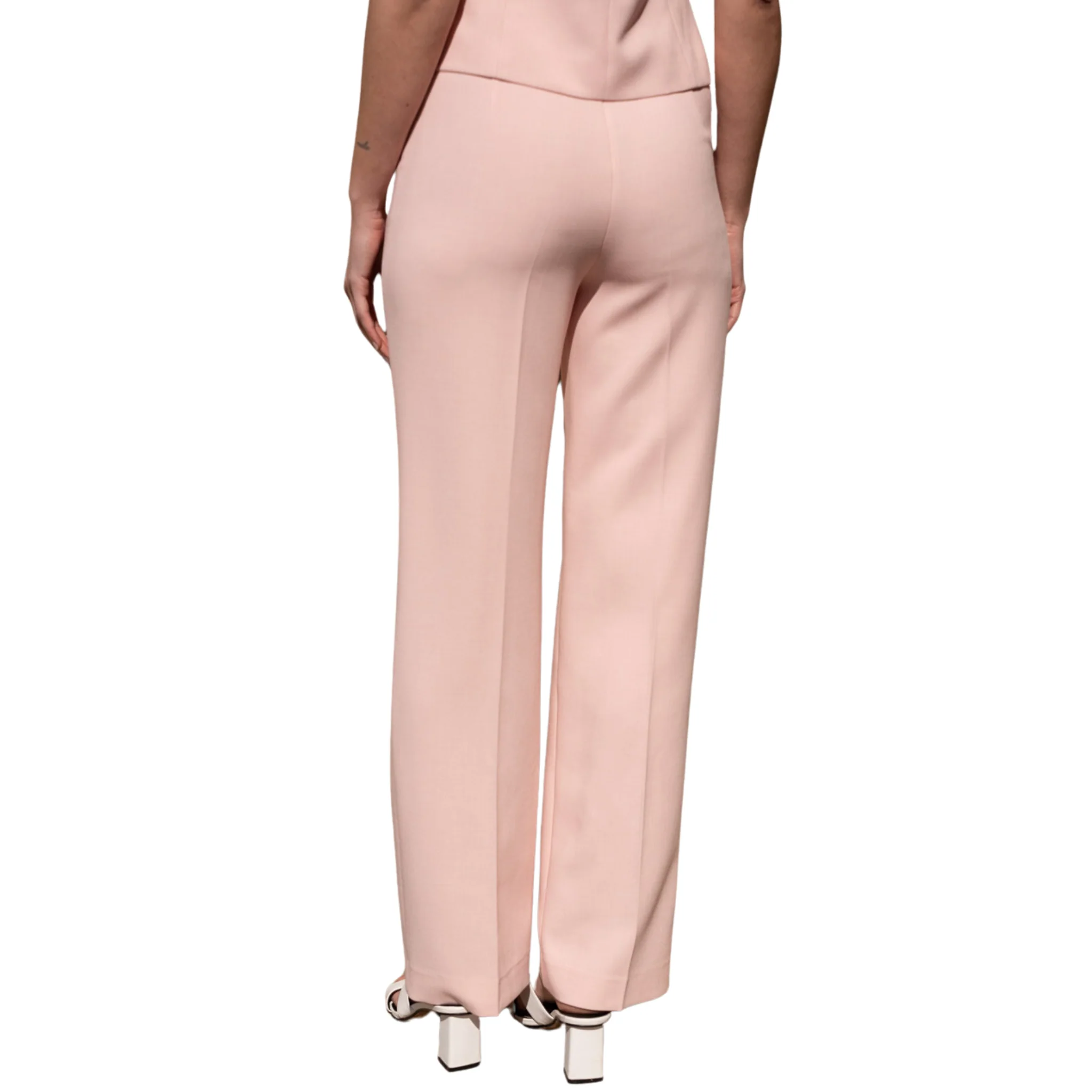 Womens Attentif Light Pink Straight Leg Tailored Trousers - Image 2