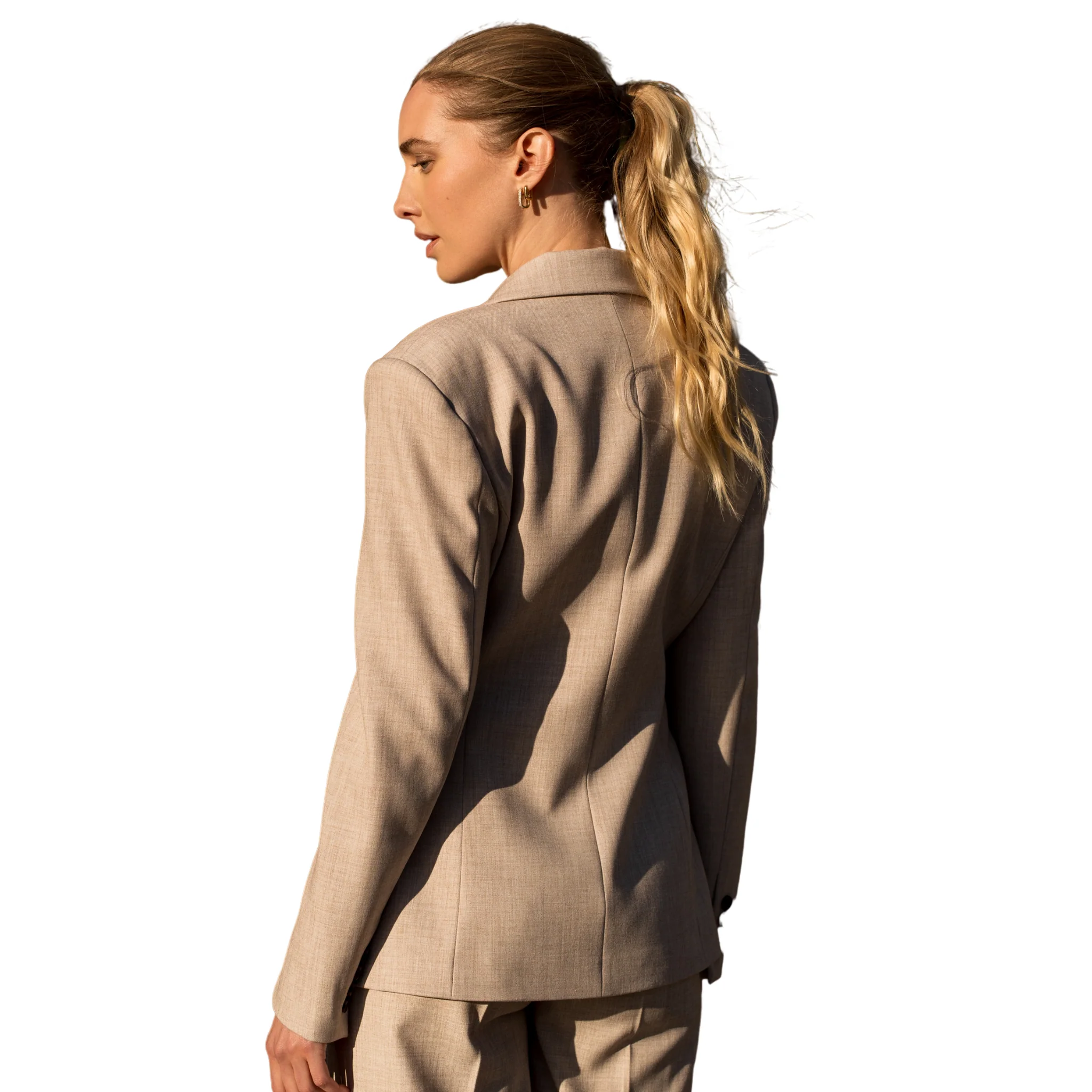 Womens Attentif Taupe Single Button Blazer - Image 3