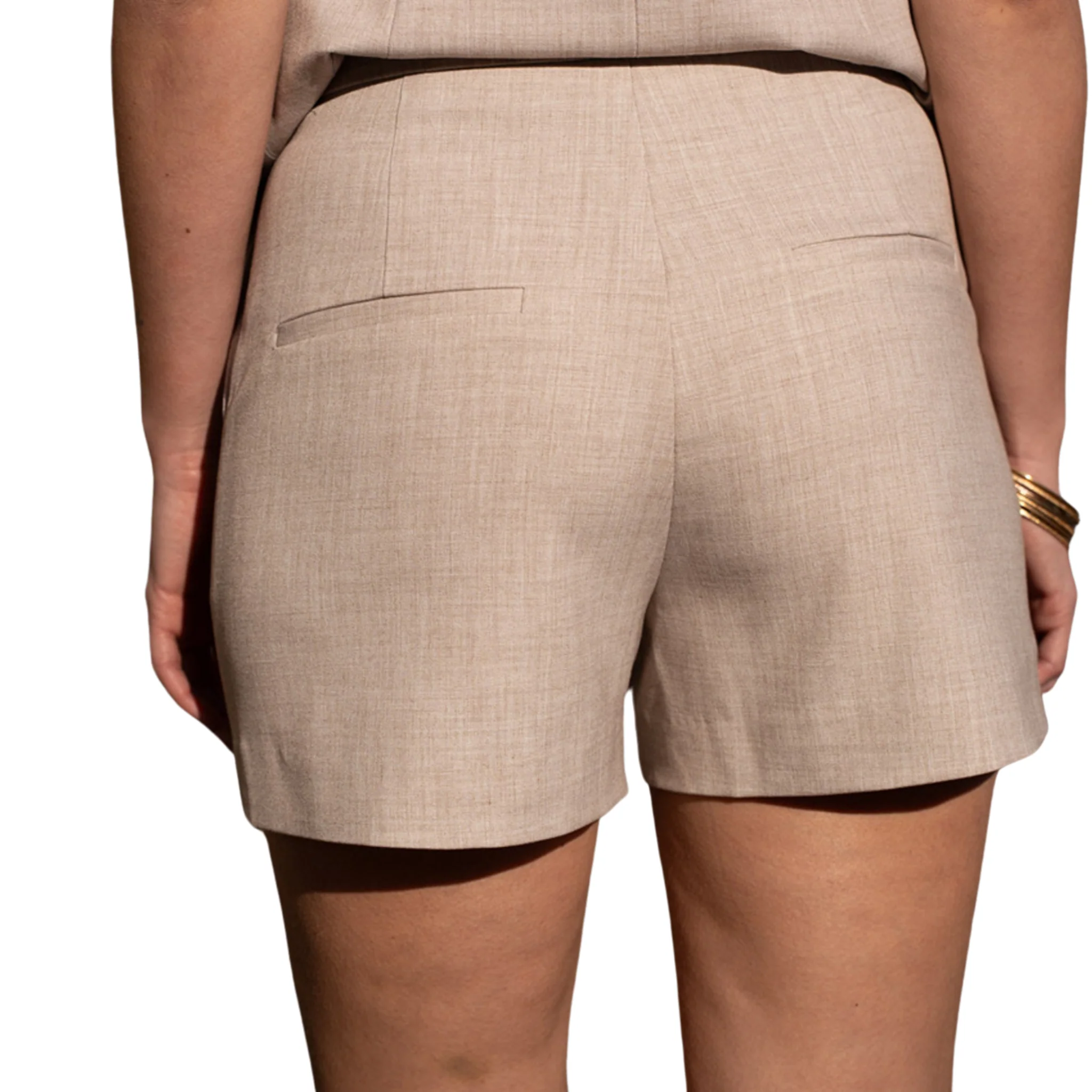 Womens Attentif Taupe Tailored Shorts - Image 2