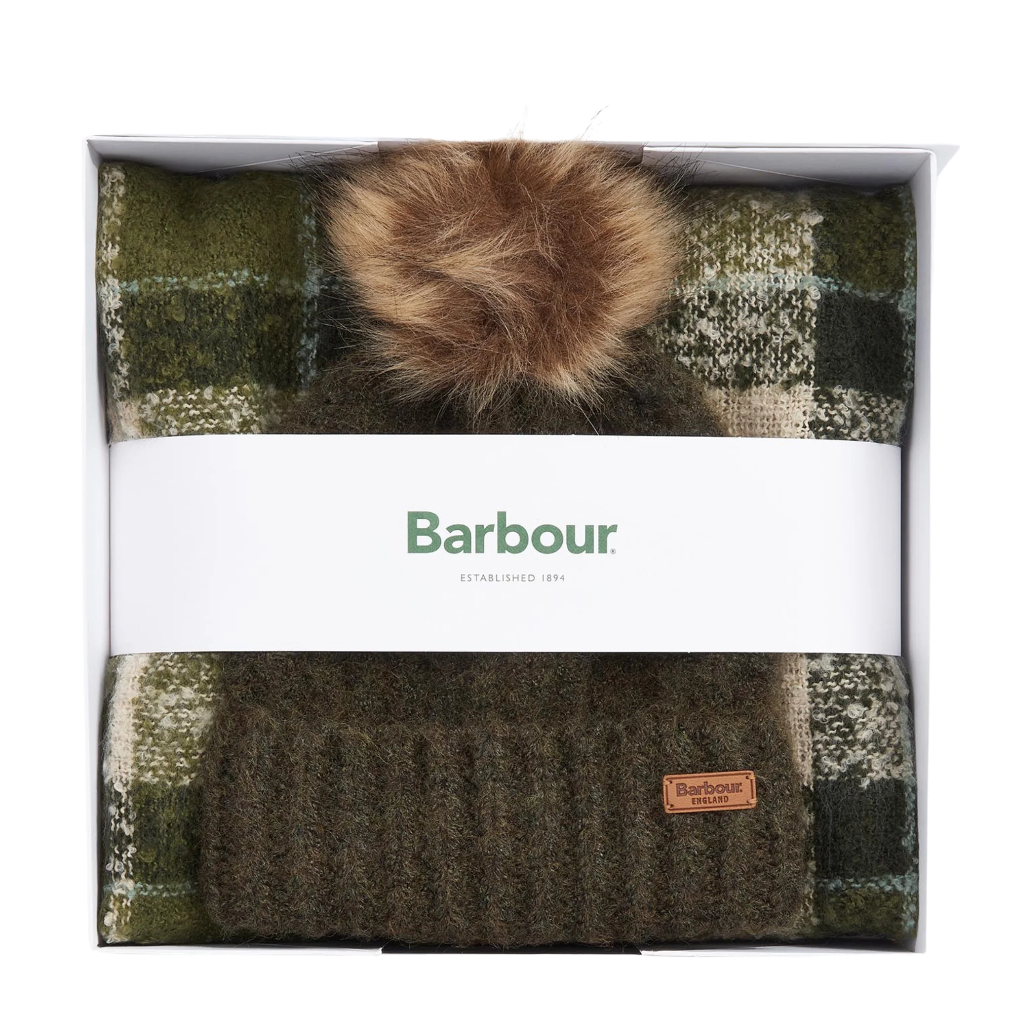 Womens Barbour Ancient Loden/Dark Green Saltburn Beanie & Scarf Gift Set - Image 2