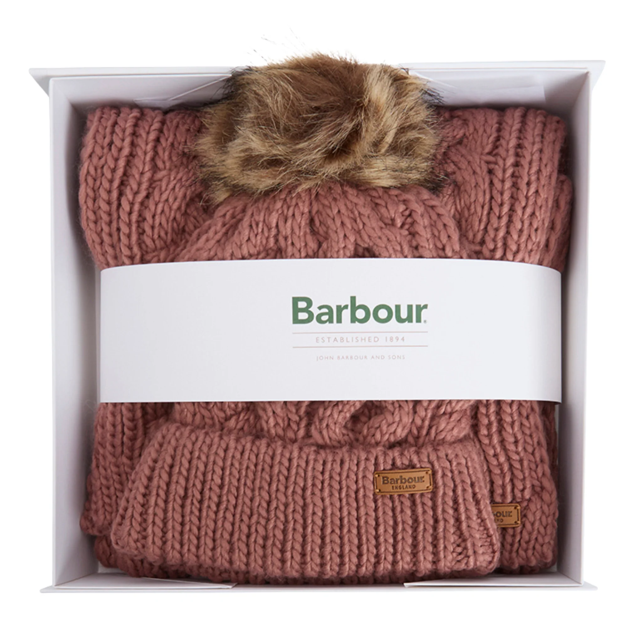 Womens Barbour Arabesque Penshaw Beanie & Scarf Gift Set - Image 2