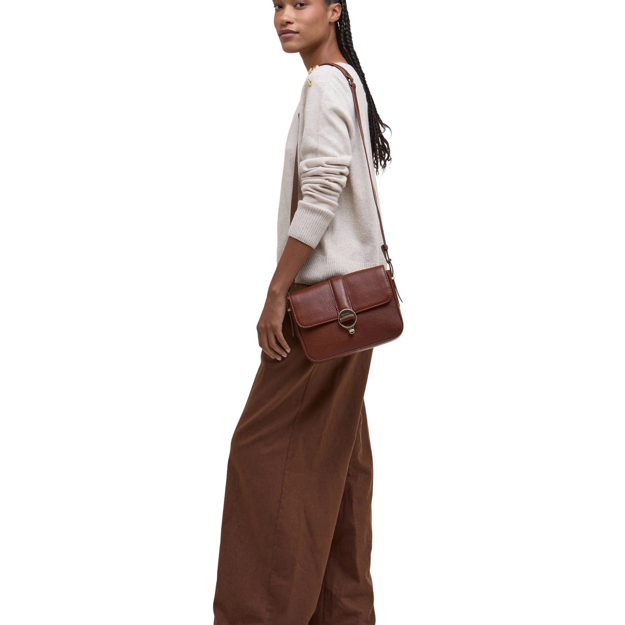 Womens Barbour Brown Rosa Leather Crossbody Bag - Image 3