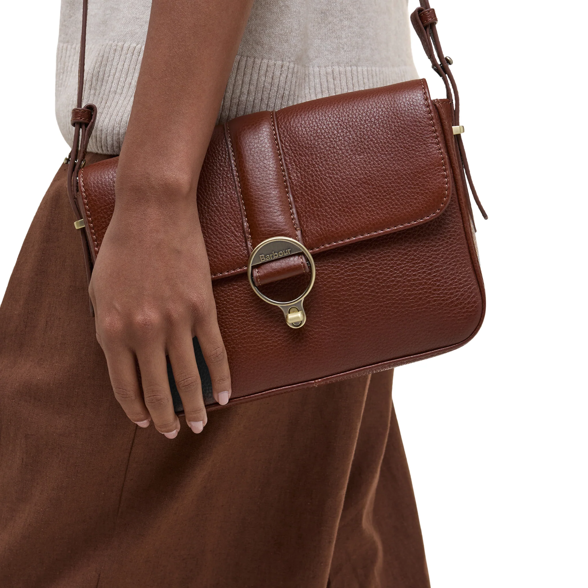 Womens Barbour Brown Rosa Leather Crossbody Bag - Image 6
