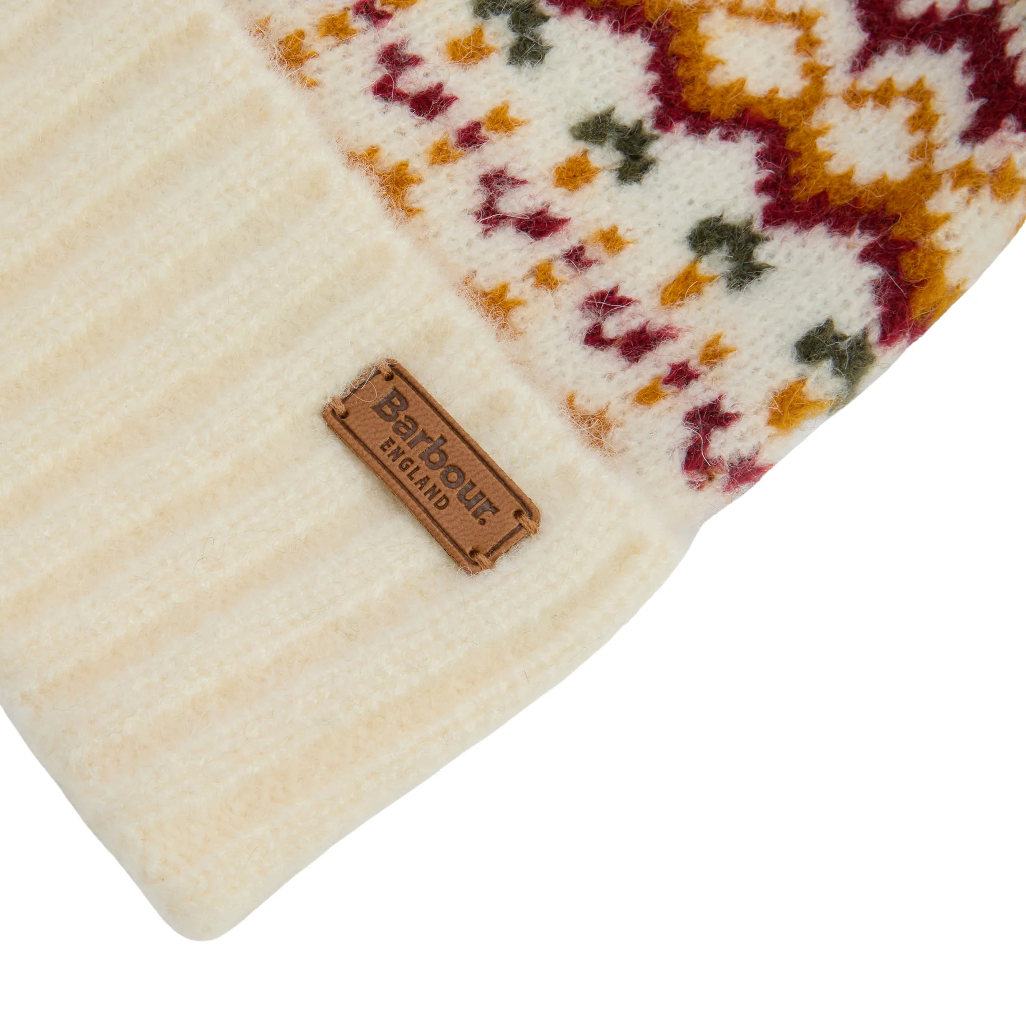 Womens Barbour Cloud Kingsford Fair Isle Beanie Hat - Image 2