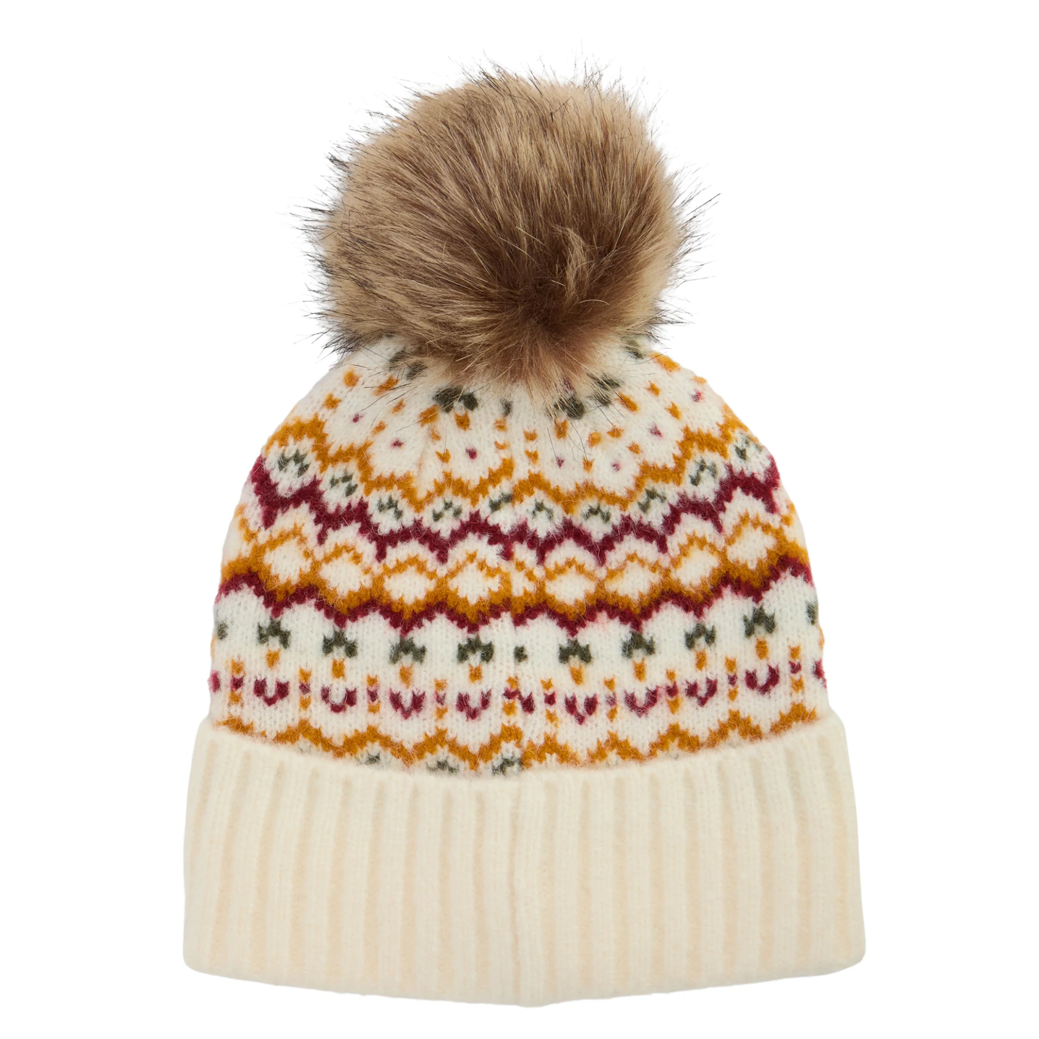 Womens Barbour Cloud Kingsford Fair Isle Beanie Hat - Image 3