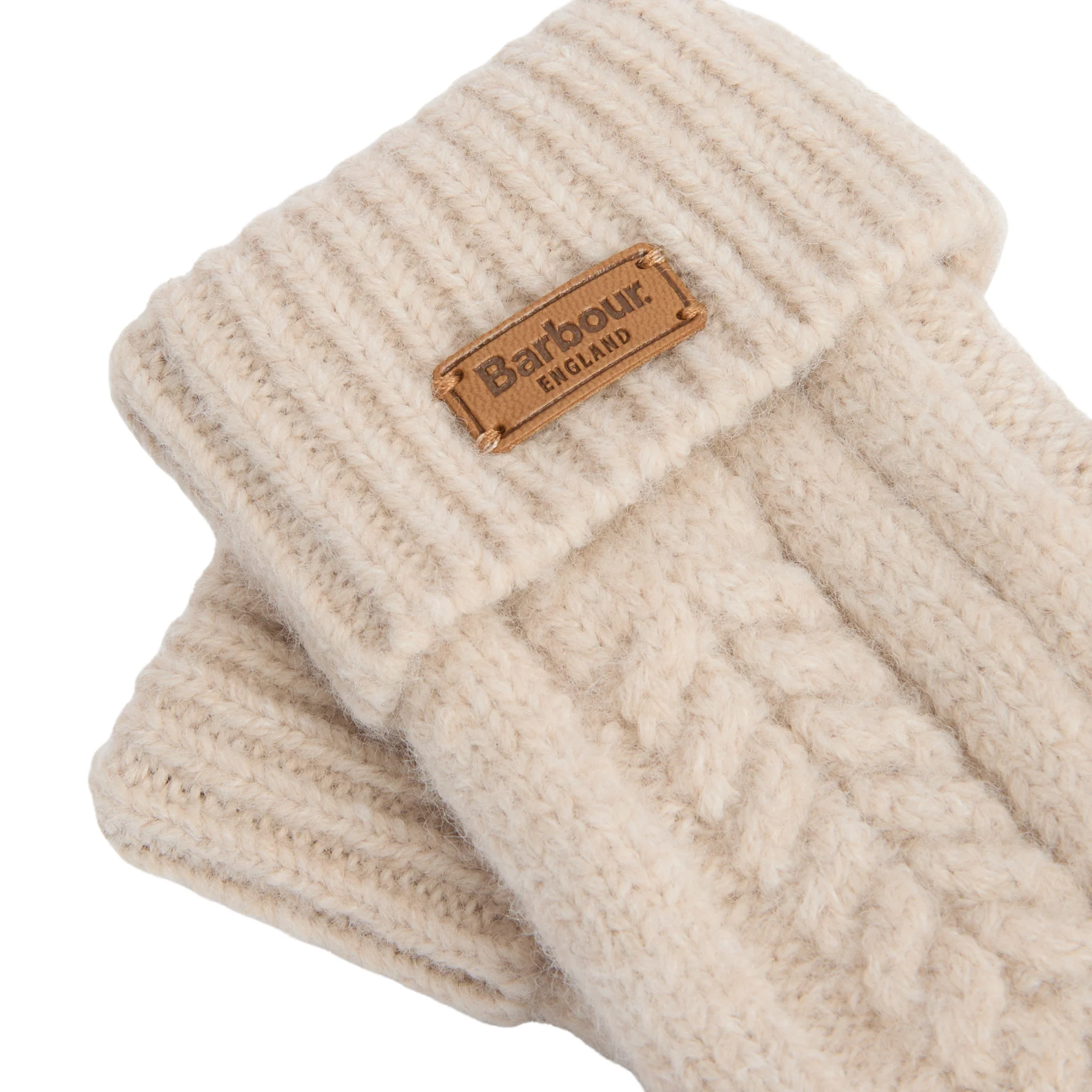 Womens Barbour Eggshell Elsdon Knitted Mittens - Image 3