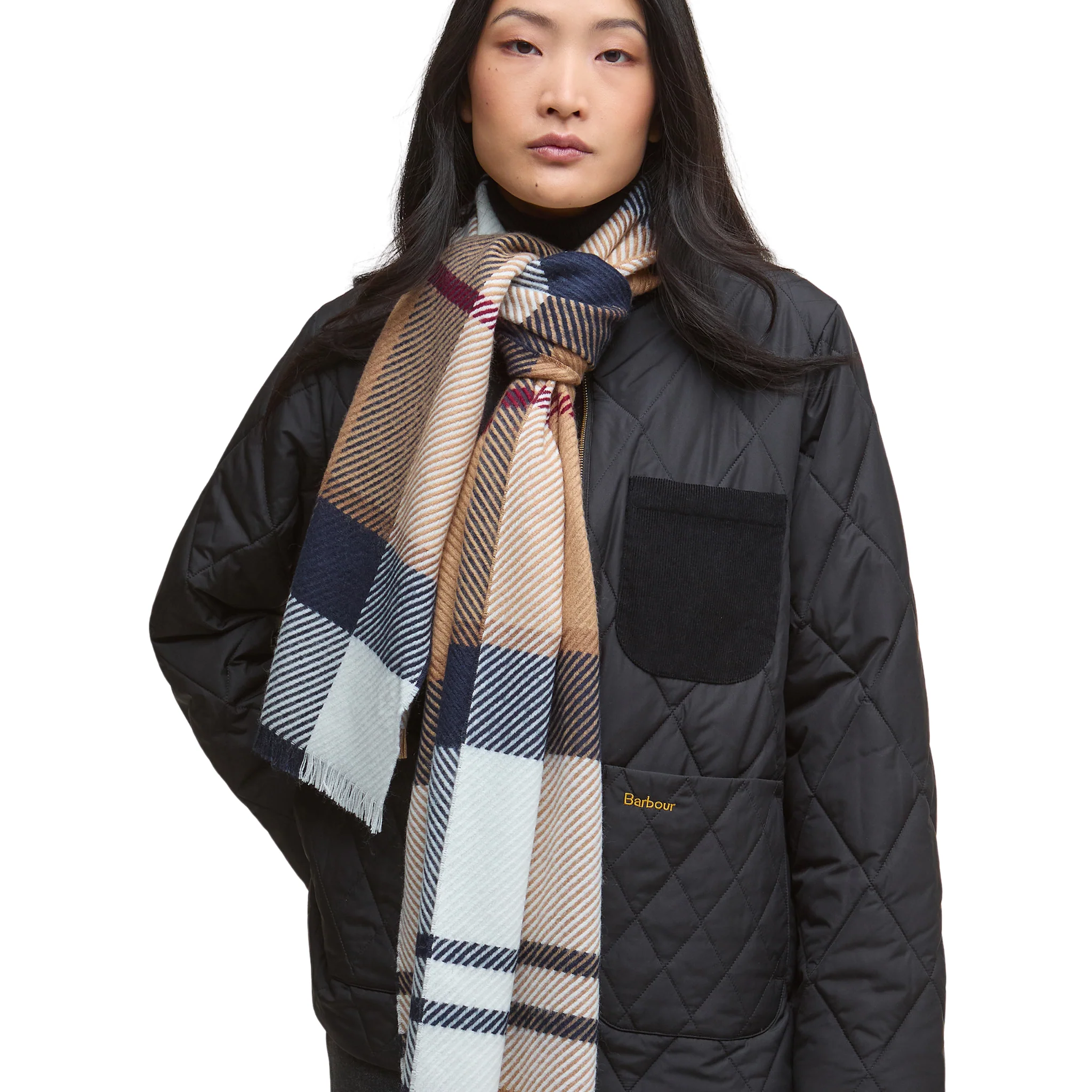 Womens Barbour Hessian Tartan Blair Scarf - Image 2