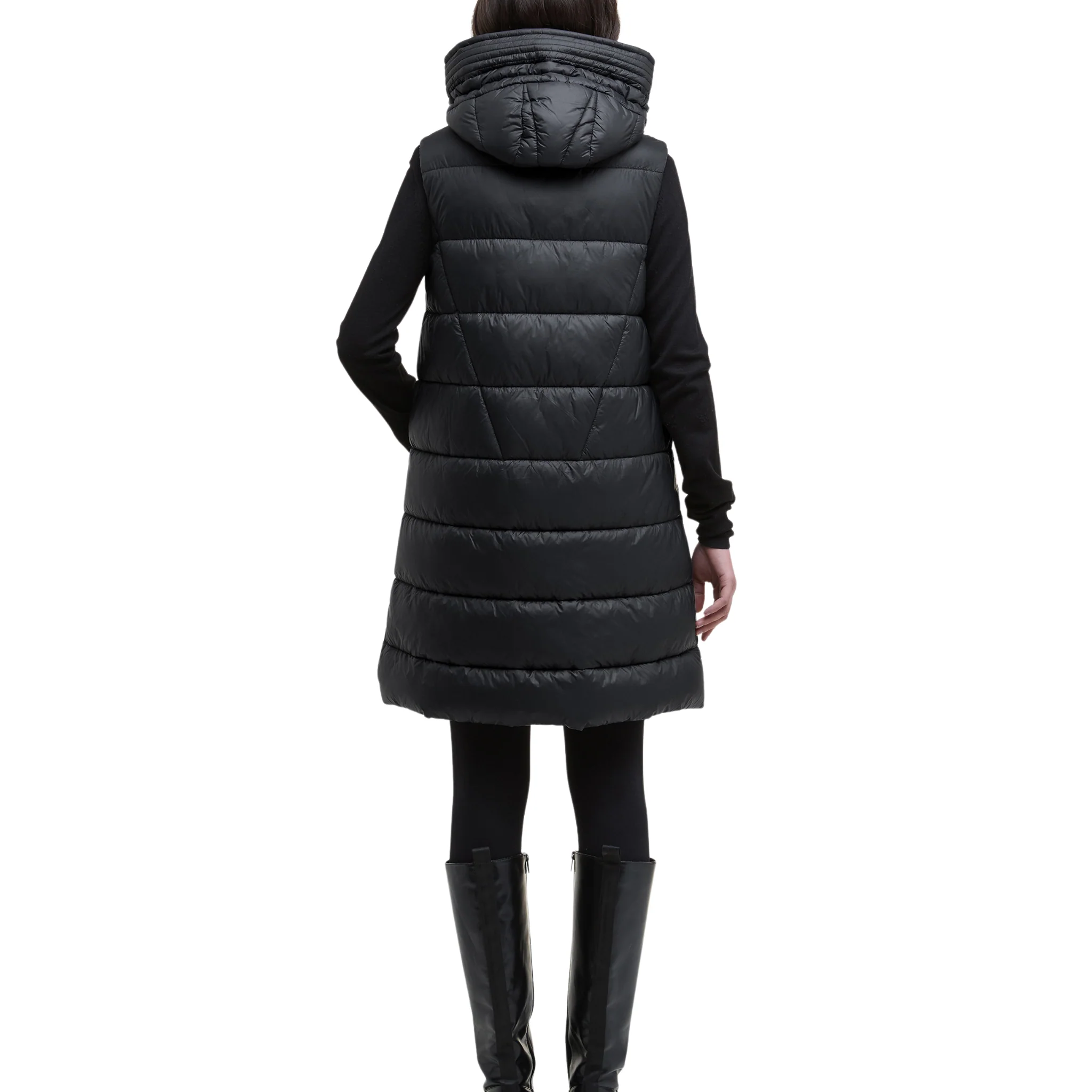 Womens Barbour International Black Cecilla Padded Longline Gilet - Image 3