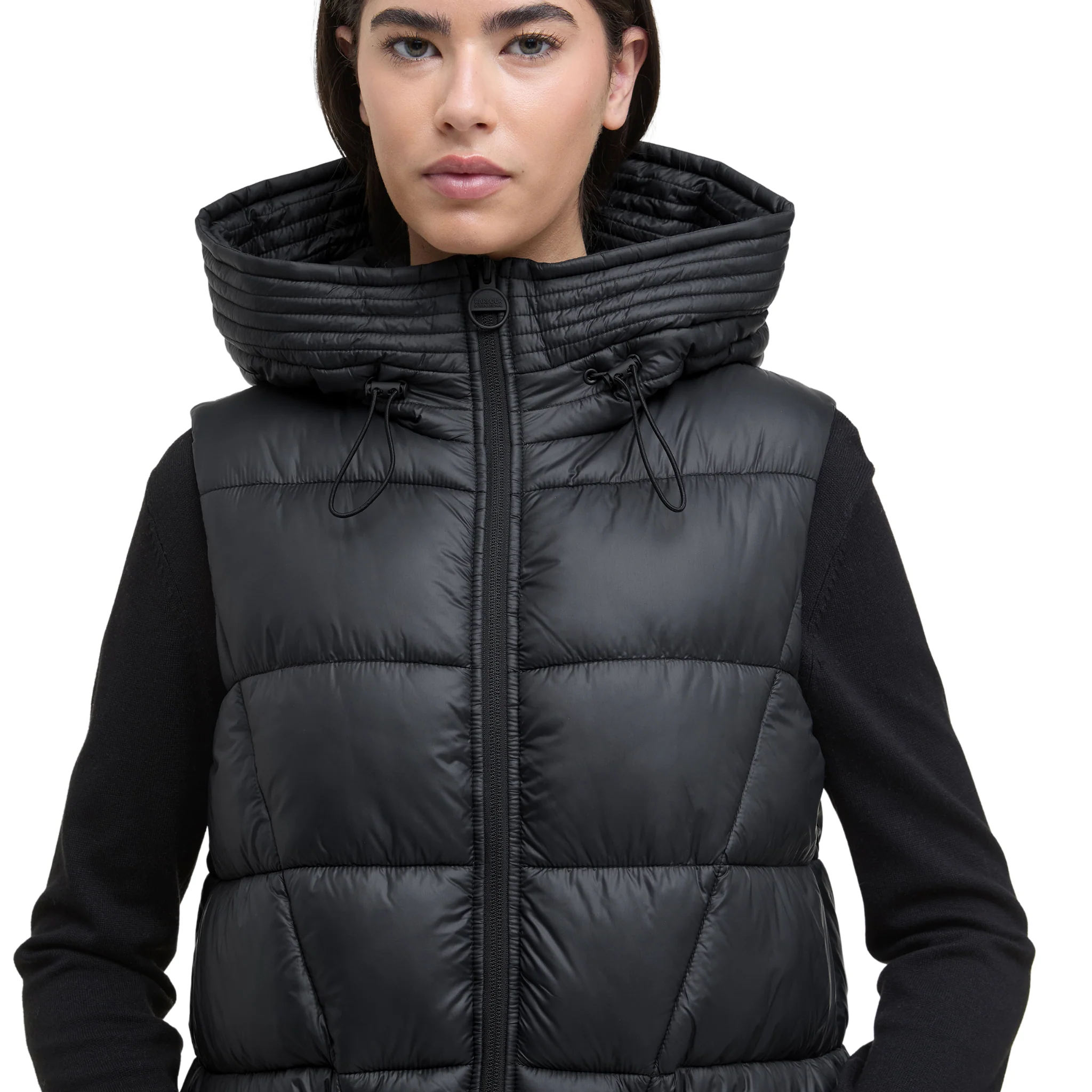 Womens Barbour International Black Cecilla Padded Longline Gilet - Image 4