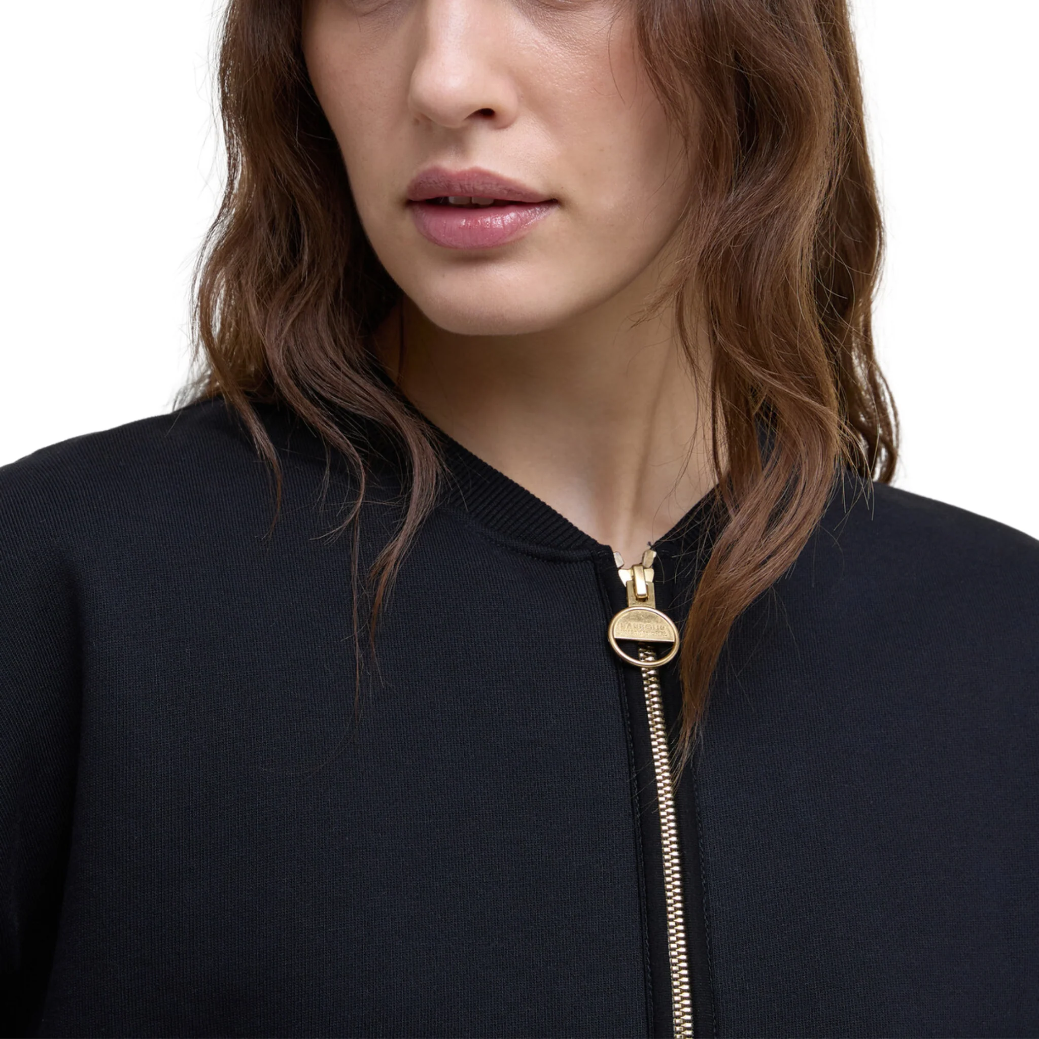 Womens Barbour International Black Clara Sweat Bomber Jacket - Image 3