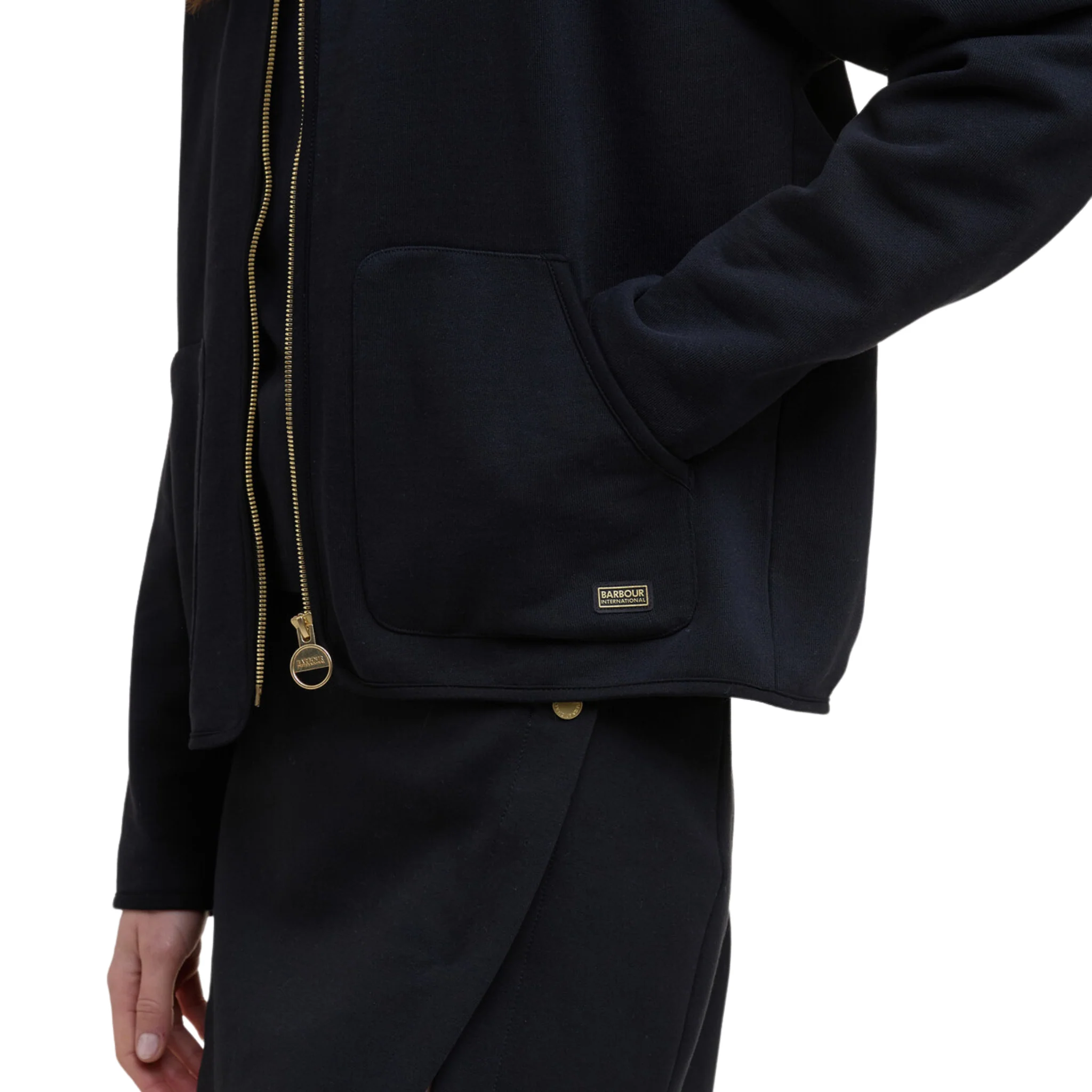 Womens Barbour International Black Clara Sweat Bomber Jacket - Image 4