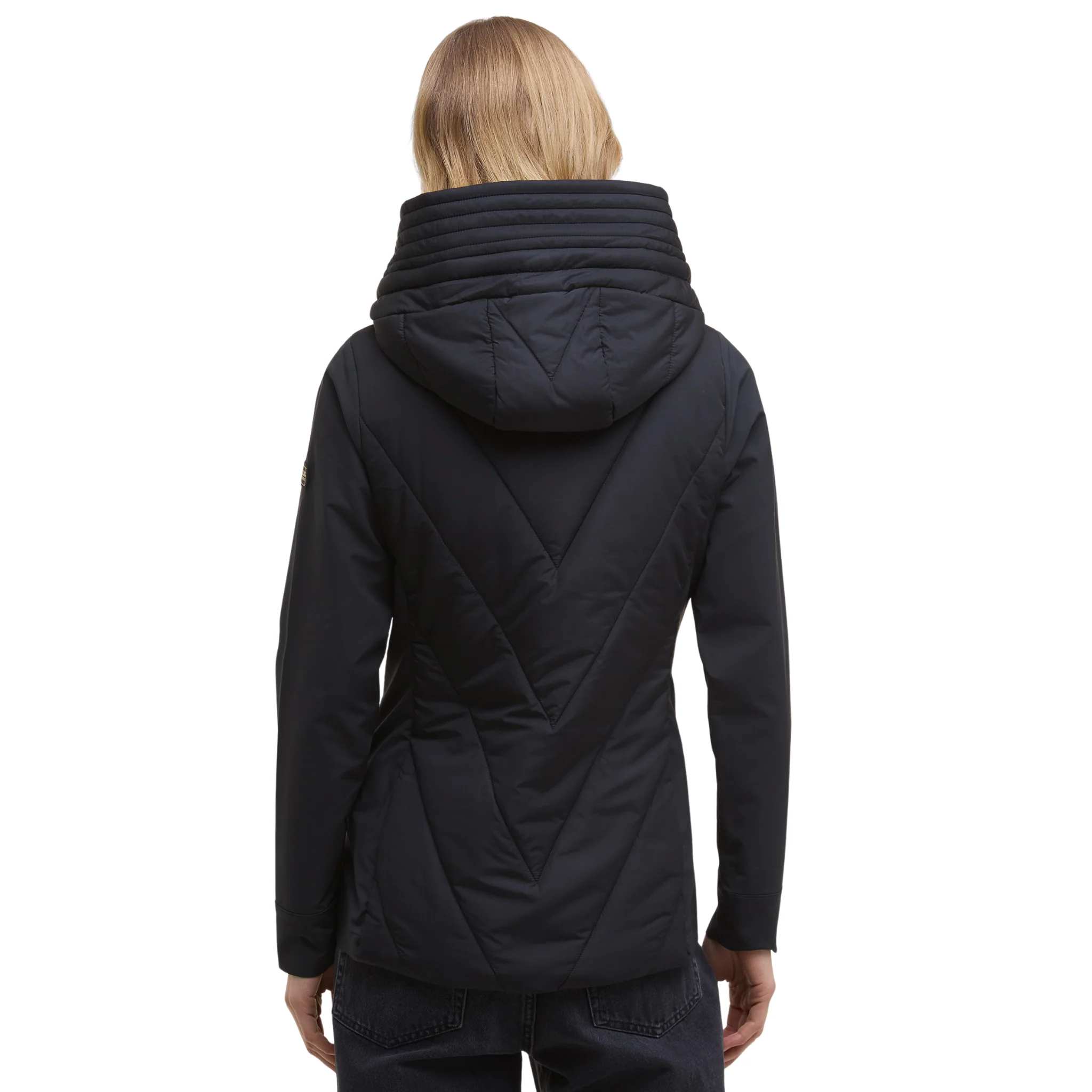Womens Barbour International Black Diablo Quilted Sweat Jacket - Image 3