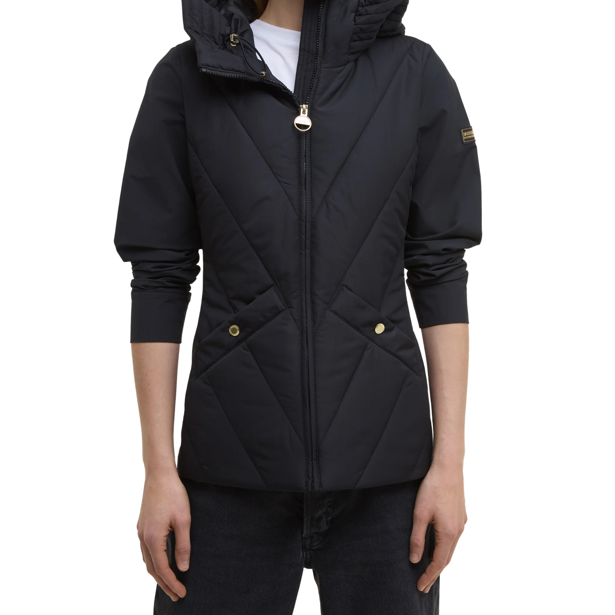 Womens Barbour International Black Diablo Quilted Sweat Jacket - Image 4