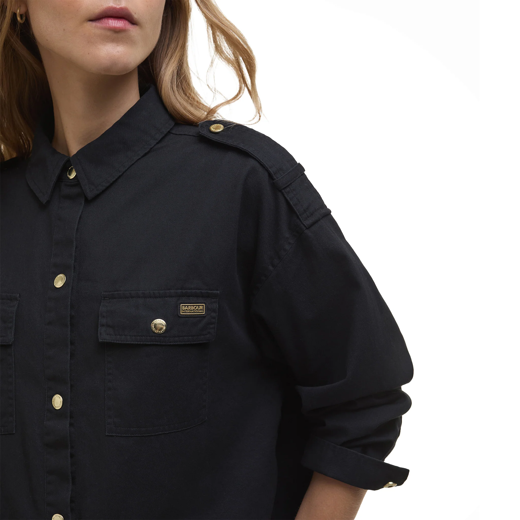 Womens Barbour International Black Emerson Overshirt - Image 4