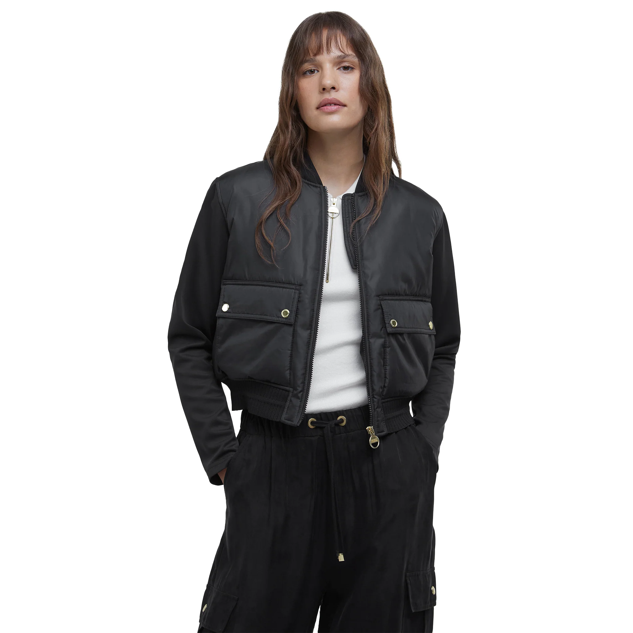 Womens Barbour International Black Emerson Quilted Sweat Jacket - Image 2